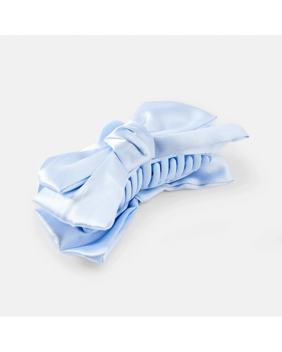 Blue Fabric Bow Claw Hair Clip