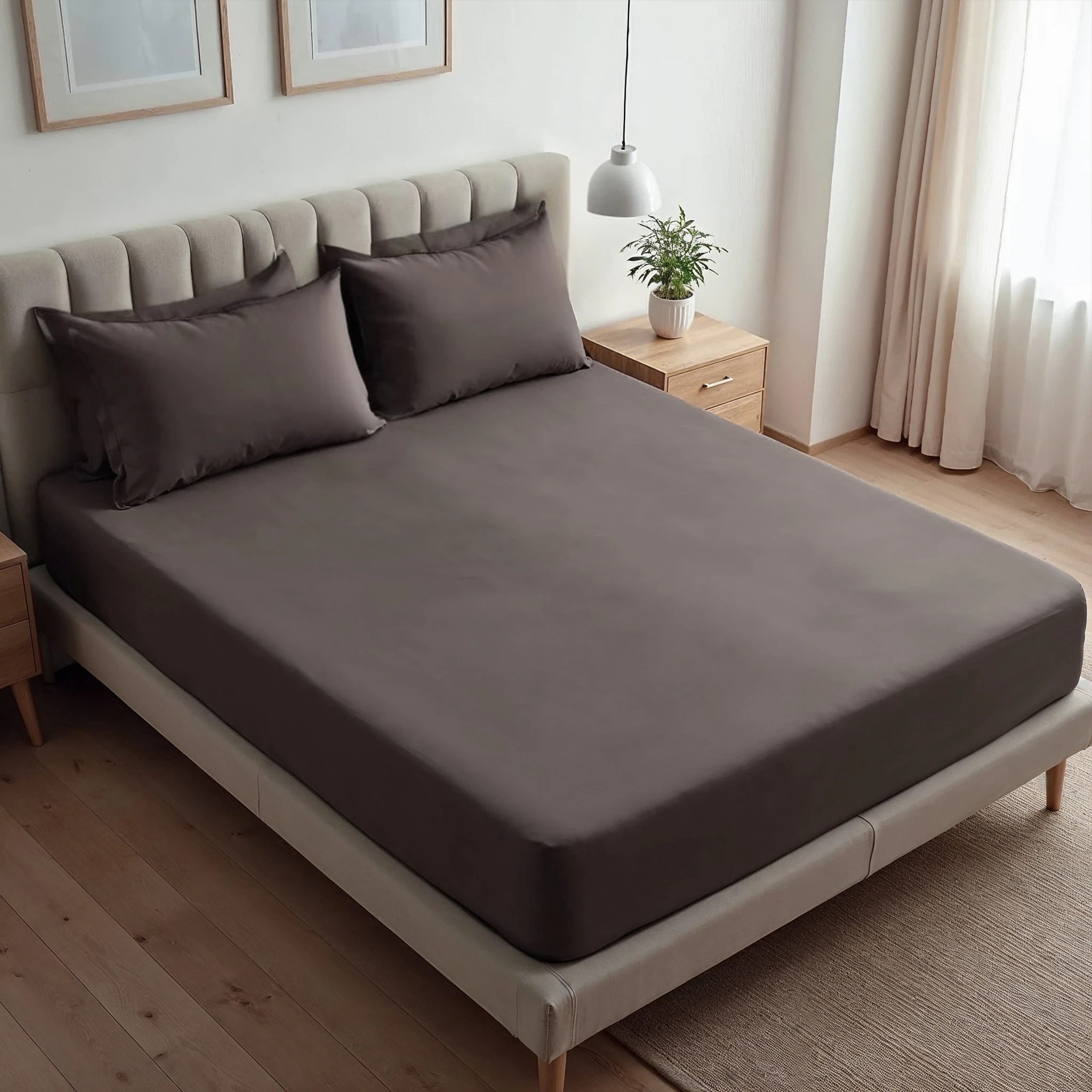 1 Royal Comfort 1500 Thread Count Cotton Rich Sheet Set 3 Piece Ultra Soft Bedding - Double Bed - Grey, 1 of 4
