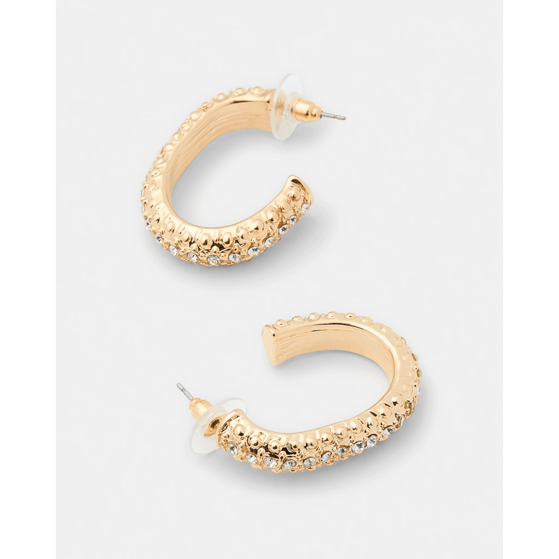 3 Diamante Hoop Earrings - Gold Tone, 3 of 5