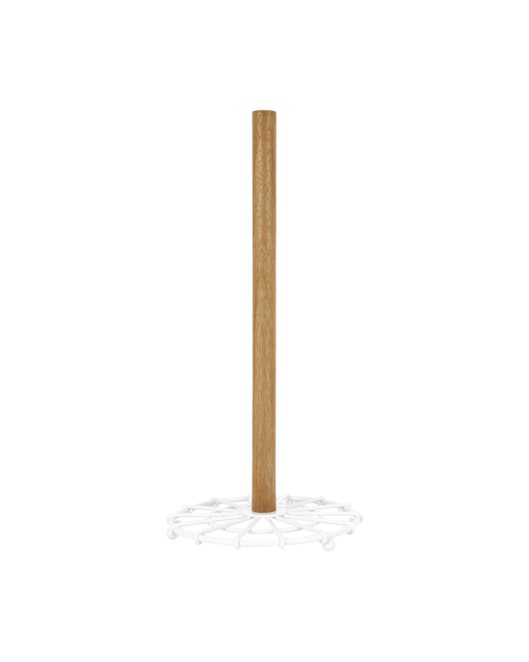 Off White and Acacia Paper Towel Stand