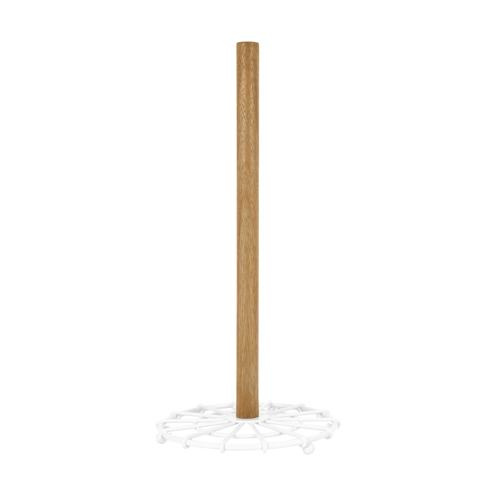 1 Off White and Acacia Paper Towel Stand, 1 of 5