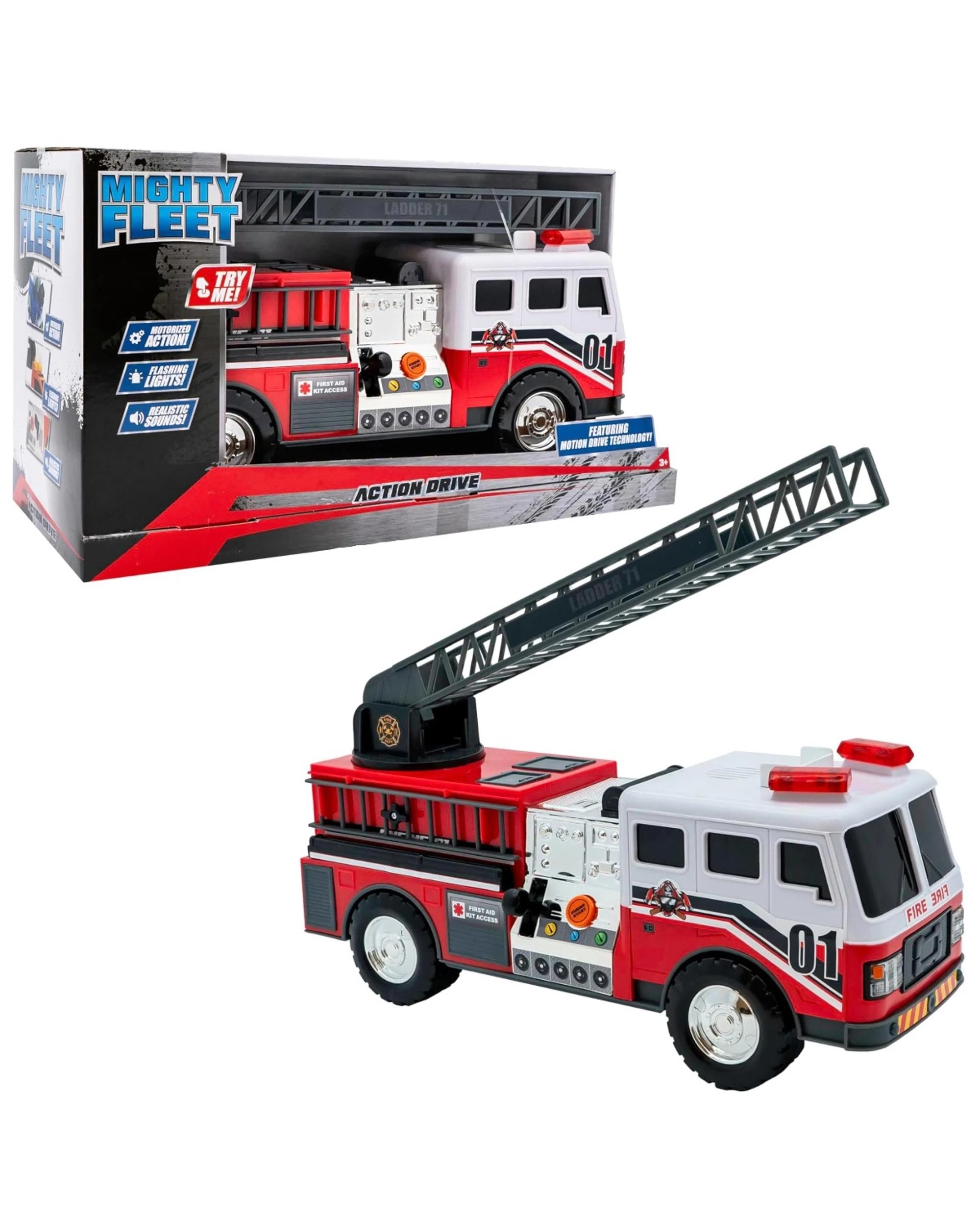 1 Mighty Fleet Action Drive Fire Truck 16 inch Interactive Vehicle, 1 of 7