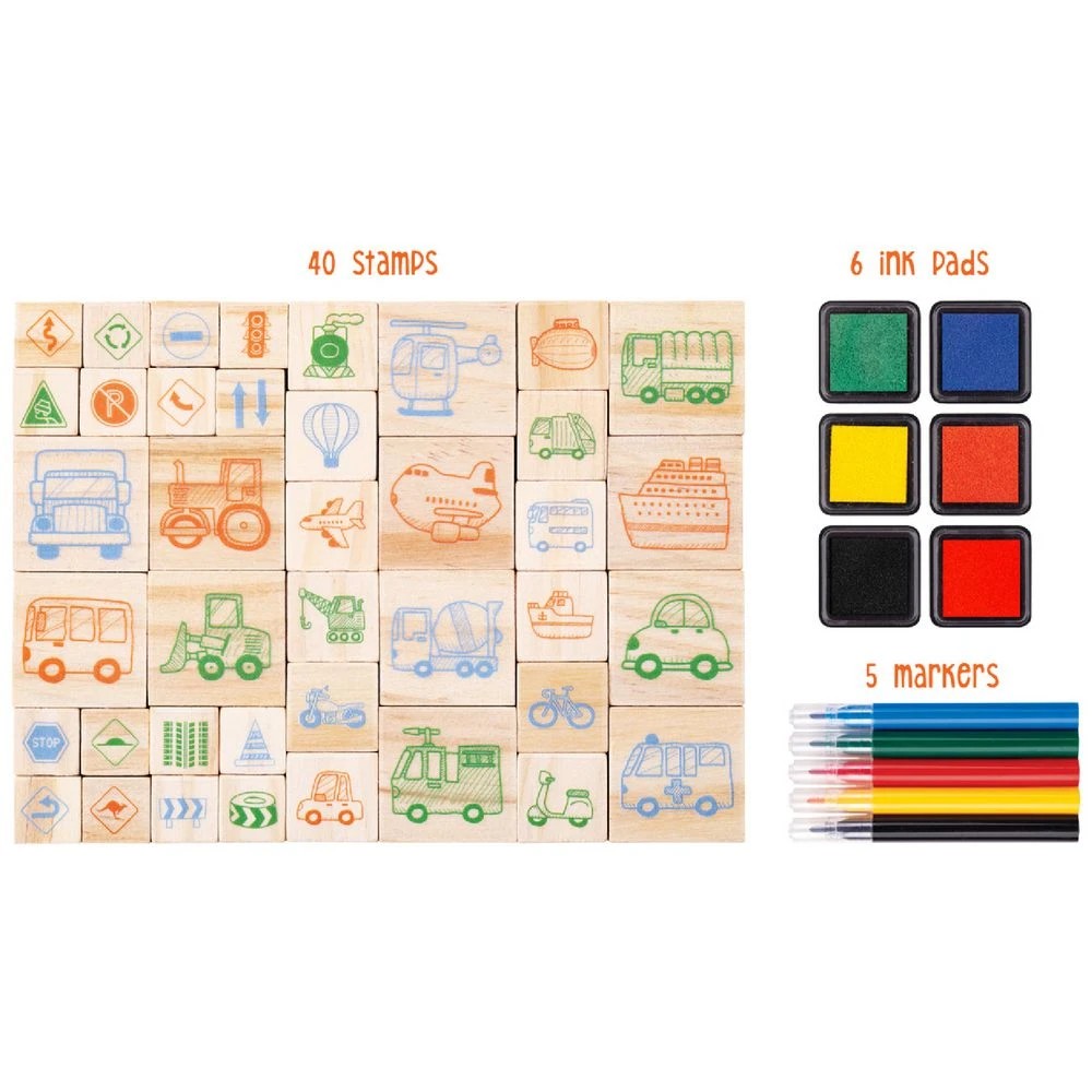 3 Wooden Stamp Set  51 Piece Things That Go!, 3 of 5
