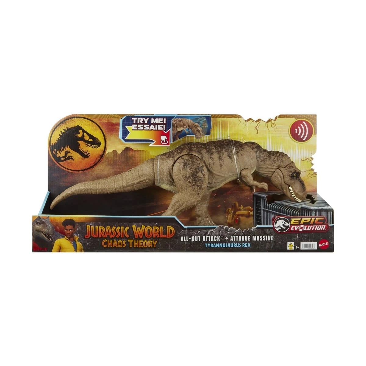1 Jurassic World: Chaos Theory Epic Evolution All-Out Attack Tyrannosaurus Rex Dinosaur Figure, 1 of 7