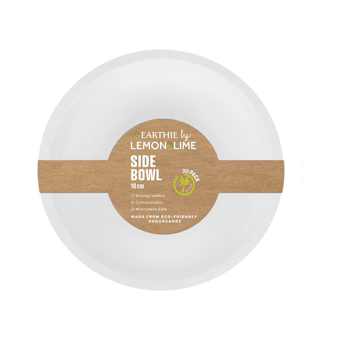 1 30pc Lemon & Lime Eco/biodegradable/compostable Disposable 18cm Side Bowl White
 - White, 1 of 3