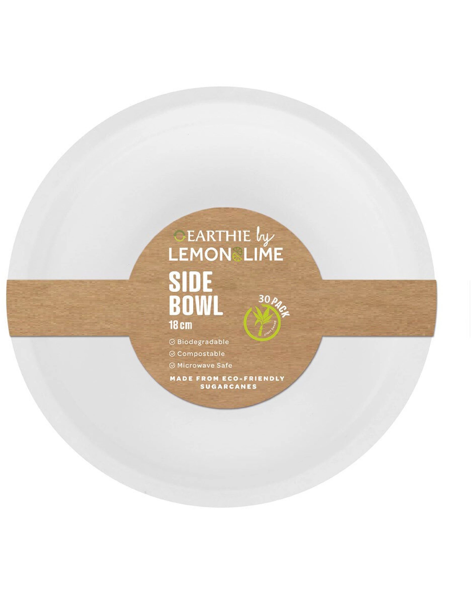 1 30pc Lemon & Lime Eco/biodegradable/compostable Disposable 18cm Side Bowl White
 - White, 1 of 3