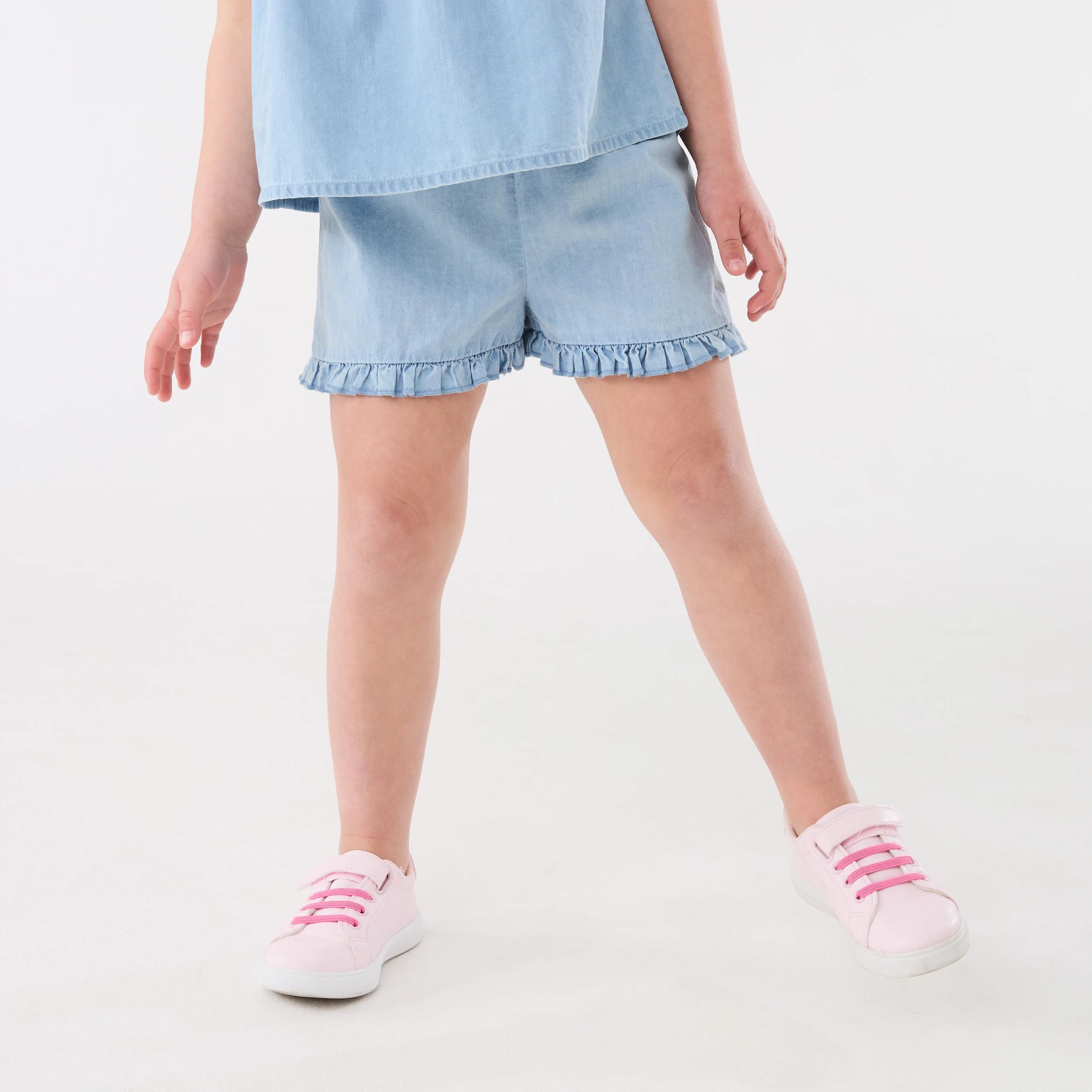 1 Frill Hem Shorts CHAMBRAY, 1 of 6