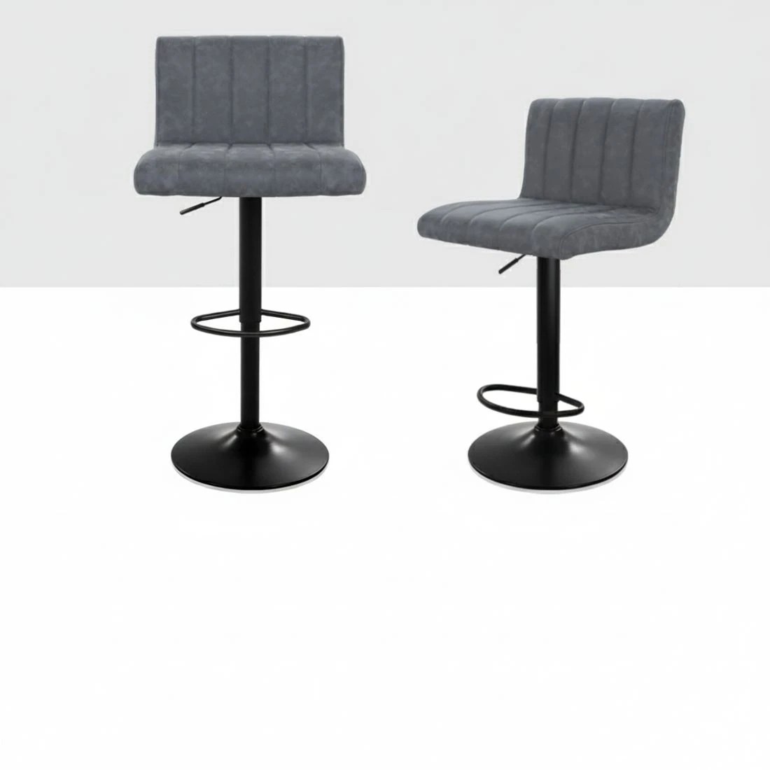 3 Artiss 4x Bar Stools Vintage Leather Gas Lift - Grey, 3 of 5