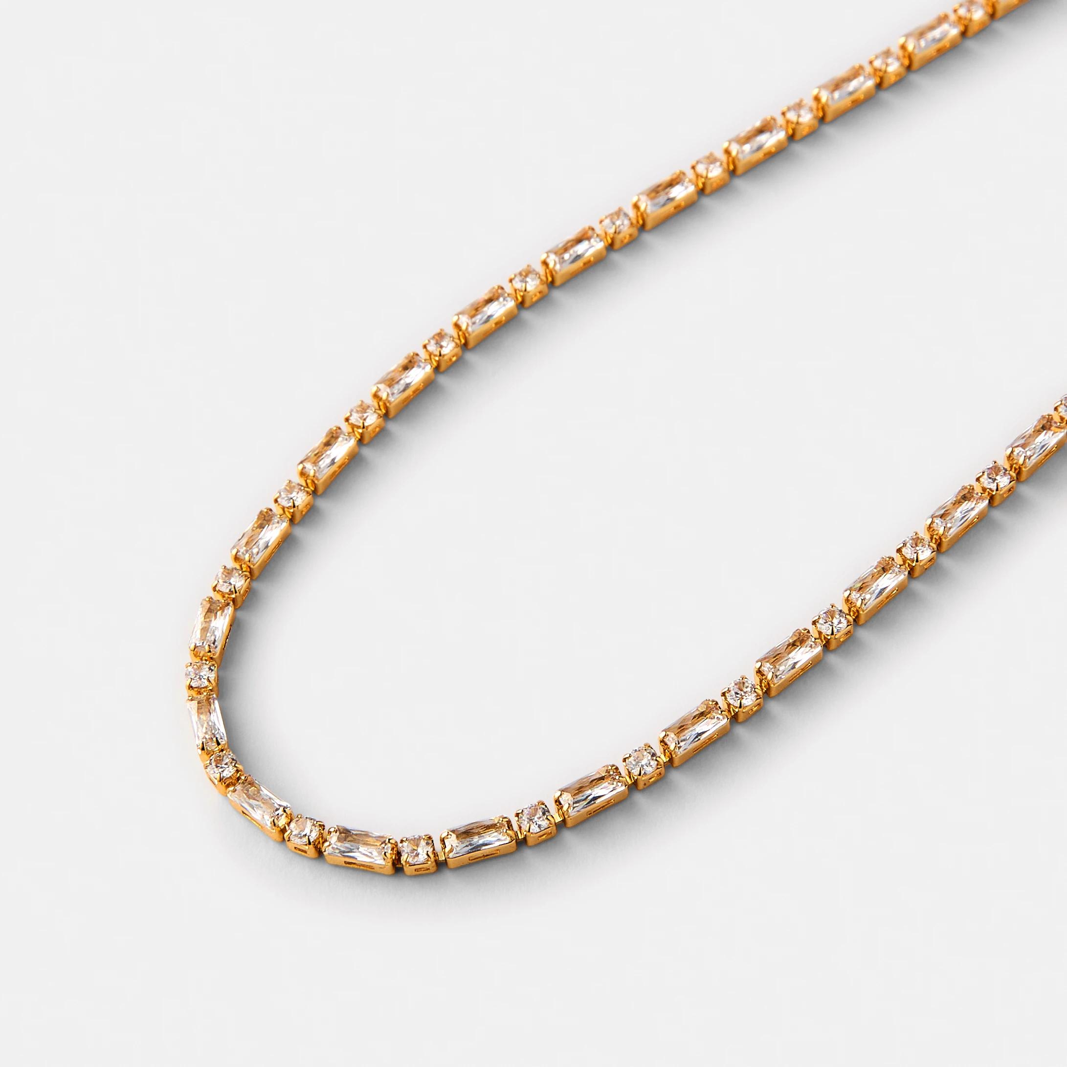 2 18K Gold Plated Cubic Zirconia Stone Necklace Gold, 2 of 4