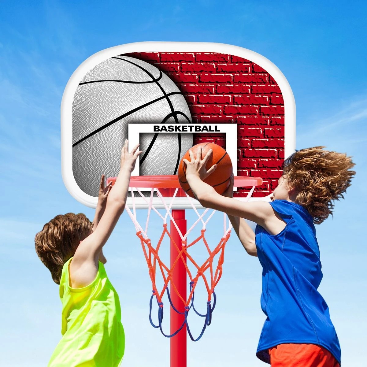 9 AUSWAY Kids Portable Basketball Hoop Stand System with Adjustable Height, 9 of 9