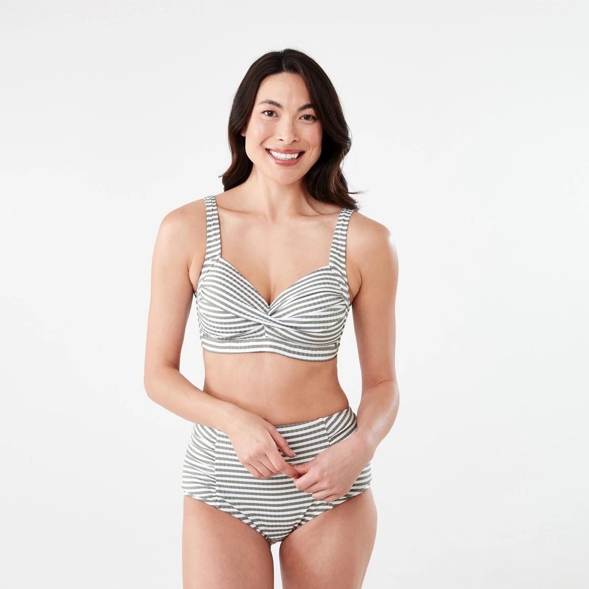 7 Twist Front Bikini Top BURNT OLIVE STRIPE, 7 of 7