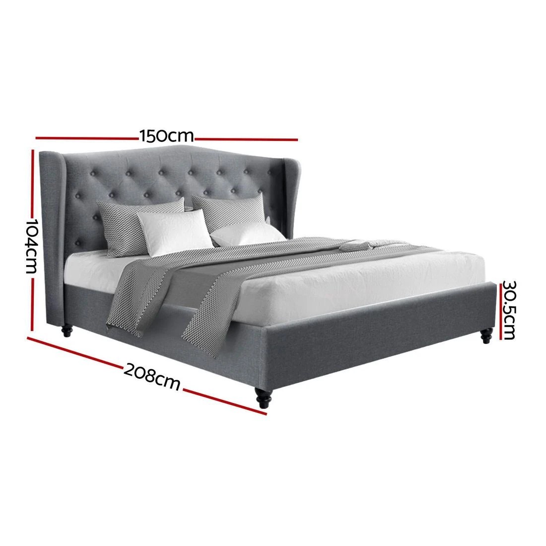 2 Artiss Bed Frame Double Size - Grey, 2 of 10