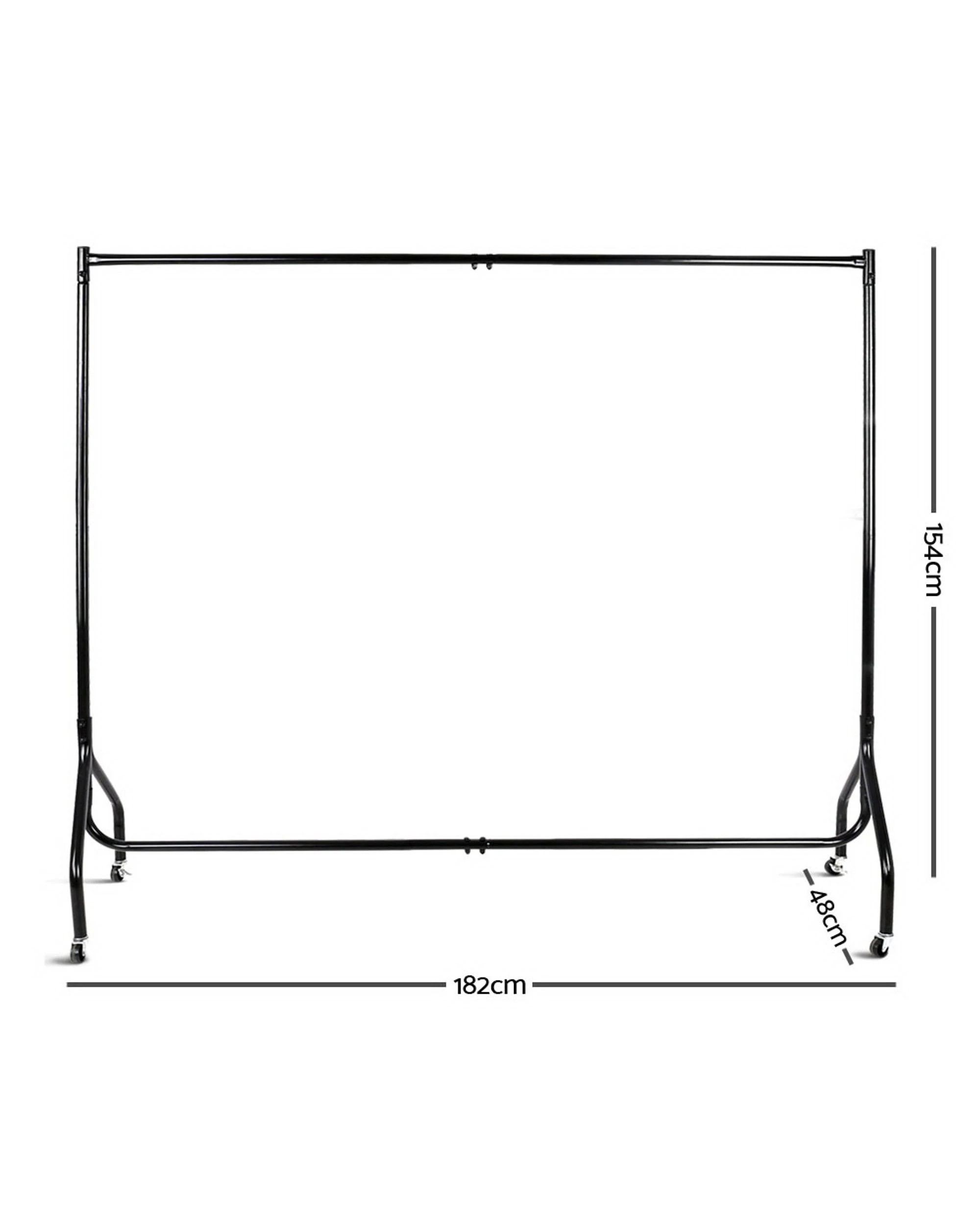 2 Artiss Clothes Rack 6ft Rail With Wheels Garment Hanging Rack Portable Heavy Duty Lockable Wheels Space Saving - Black, 2 of 8