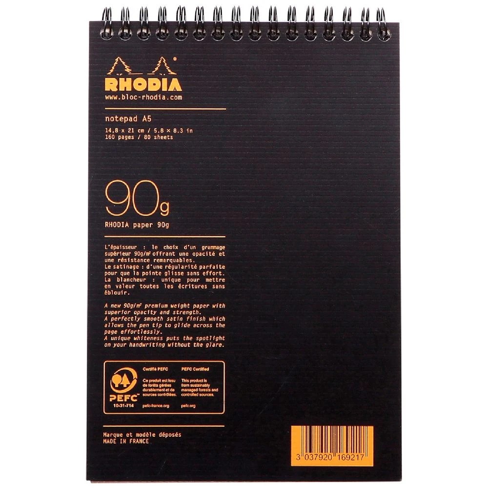 3 Rhodia Rhodiactive A5 Ruled Notepad Black 80 Sheets, 3 of 3