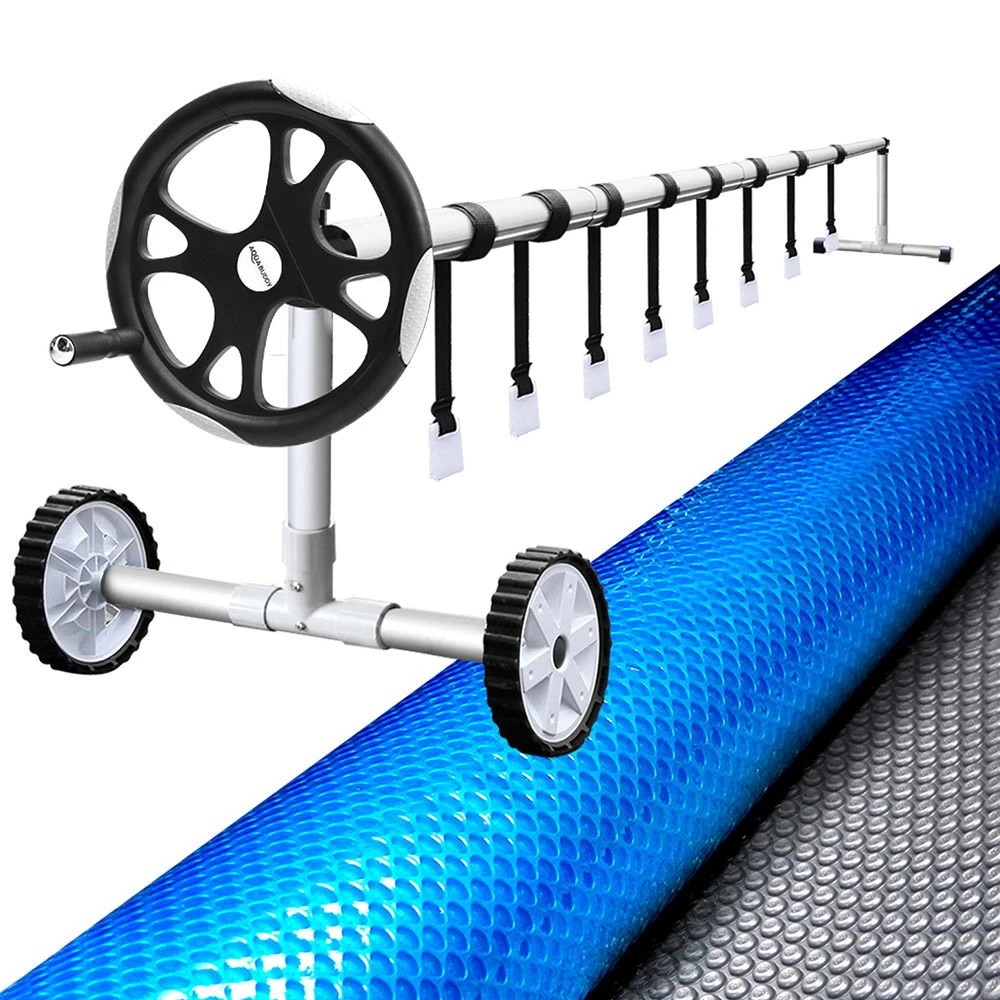 1 Aquabuddy Pool Cover 500 Micron 8.5x4.2m Swimming Pool Solar Blanket 5.5m Roller - Multi, 1 of 6