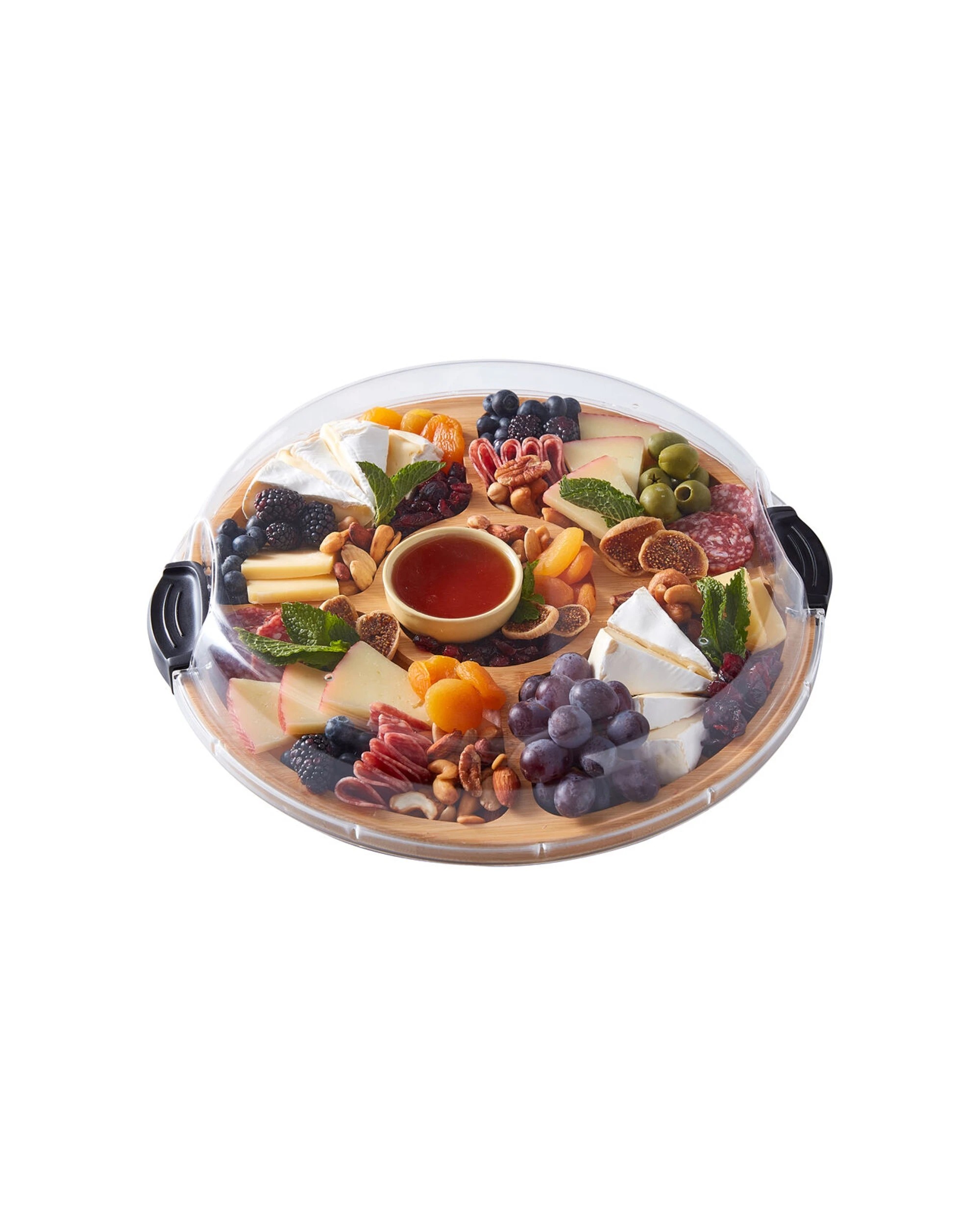 4 Farberware 2PK Build-a-Board Bamboo Round Divided Board With Lid Durable - Brown, 4 of 6