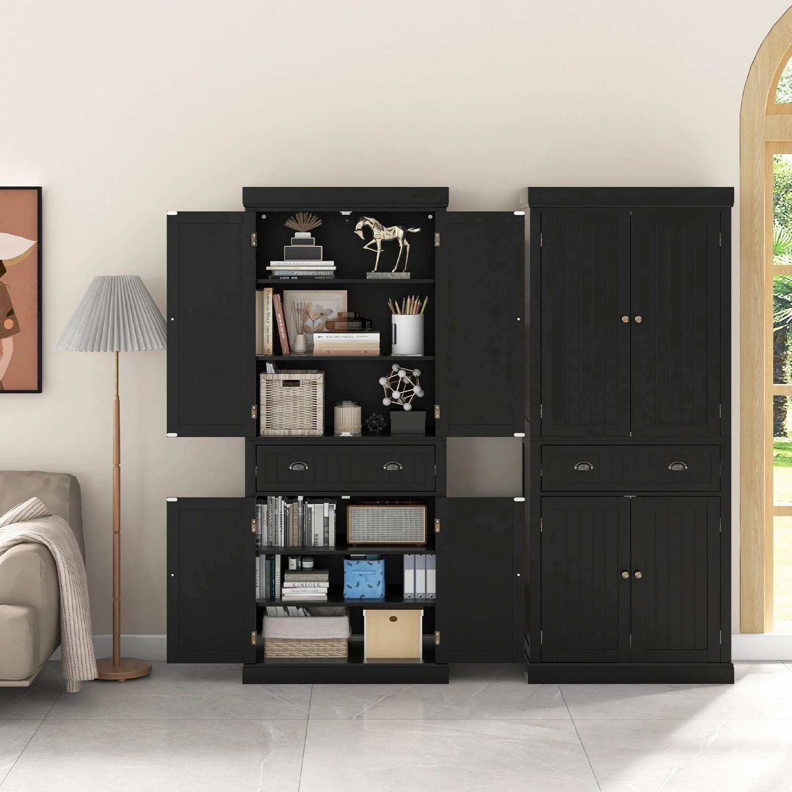 3 Costway Buffet Sideboard Kitchen Pantry Cupboard Large Storage Cabinet - Black, 3 of 3