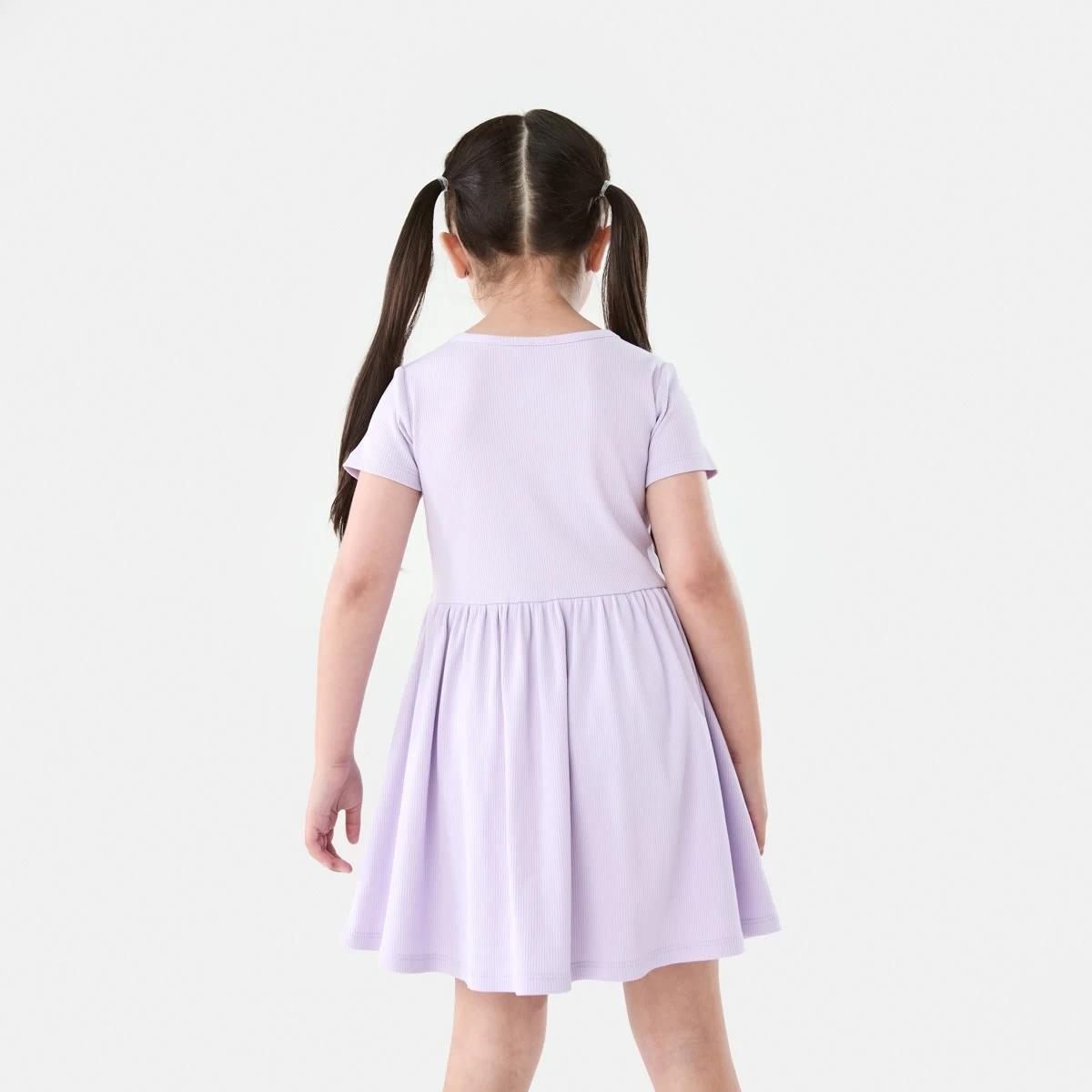 2 Short Sleeve Rib Dress Pst Purple, 2 of 10