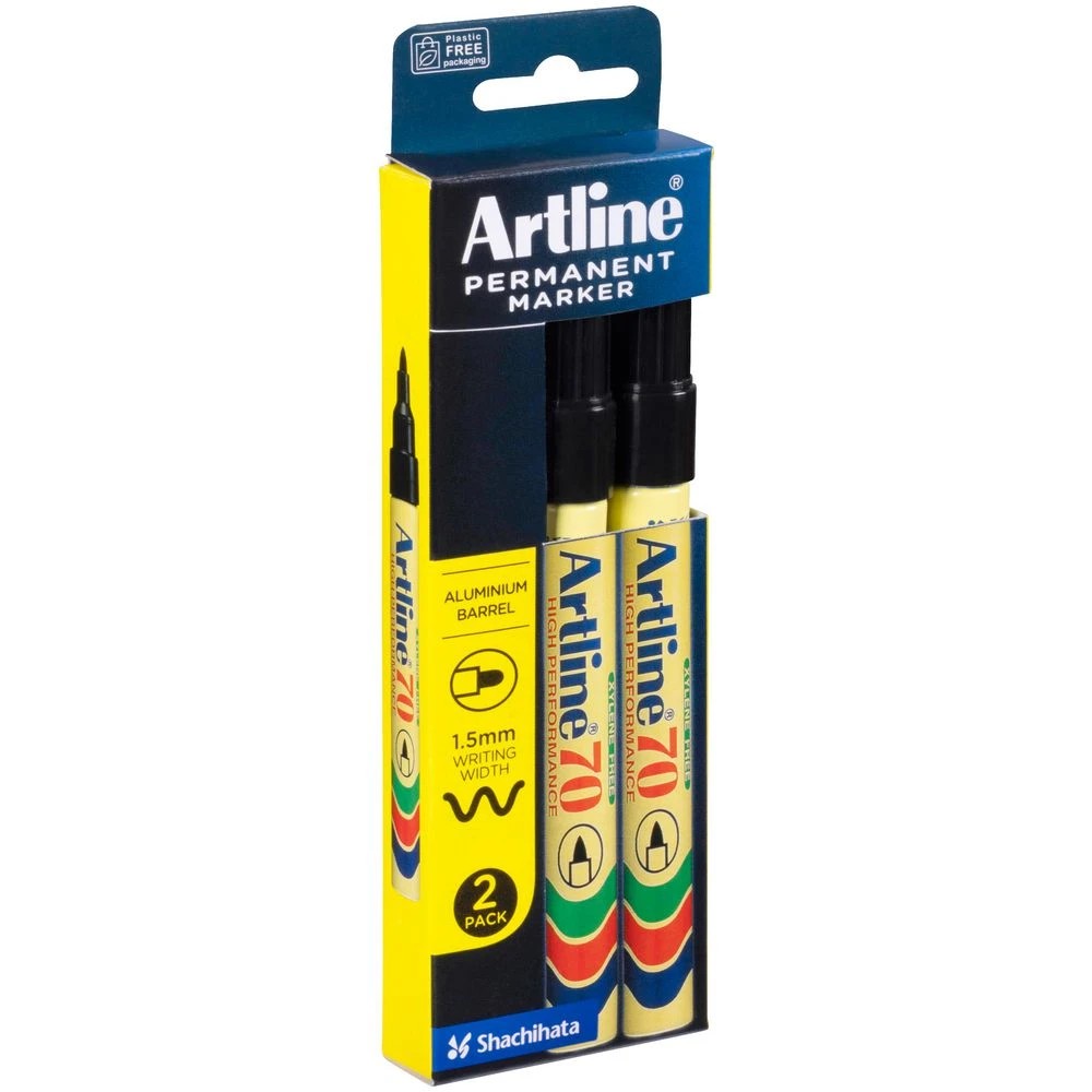 6 Artline 70 Permanent Marker Black 2 Pack, 6 of 6