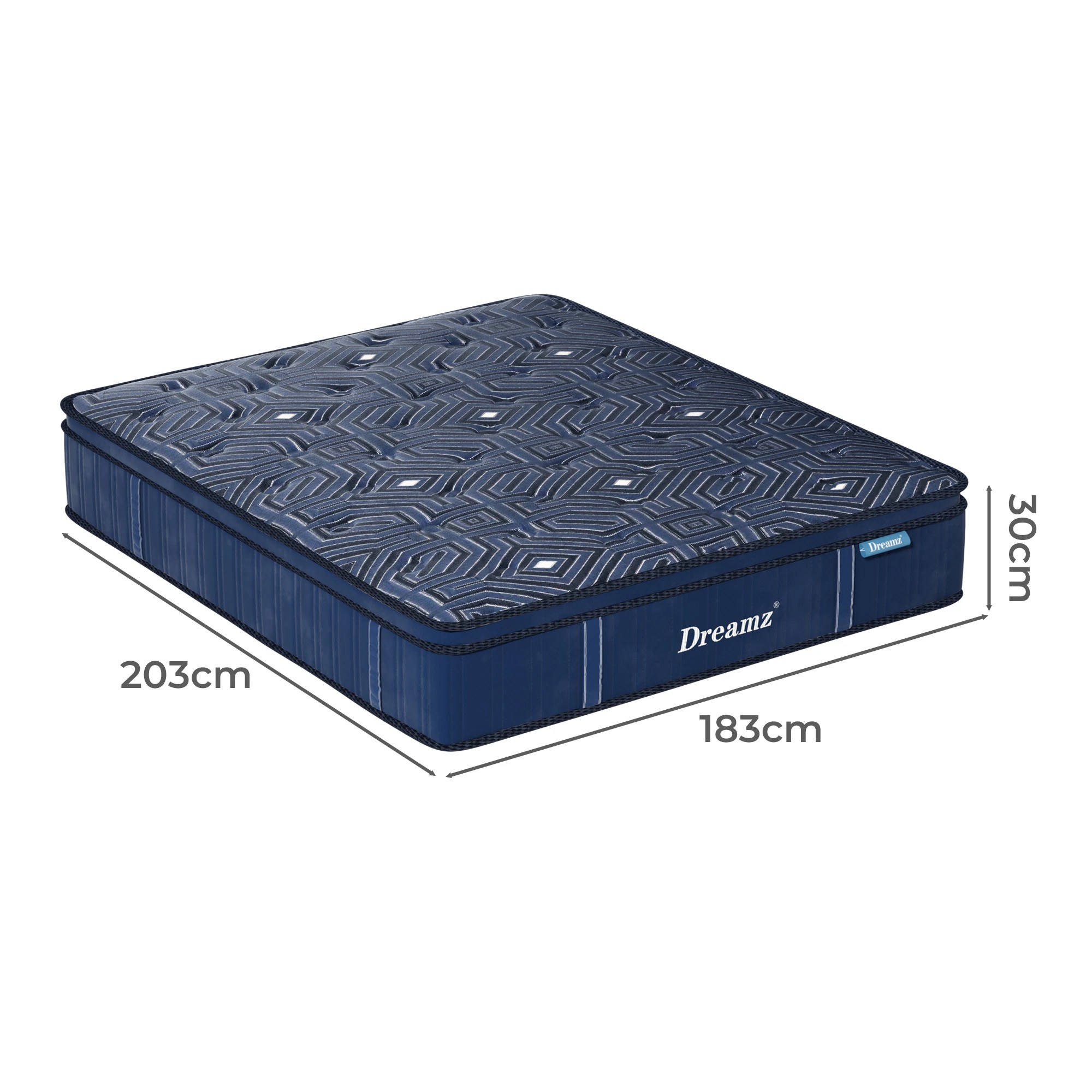 3 DreamZ Spring Mattress Bed Euro Top Pocket Spring Medium Firm Foam 30cm King, 3 of 7