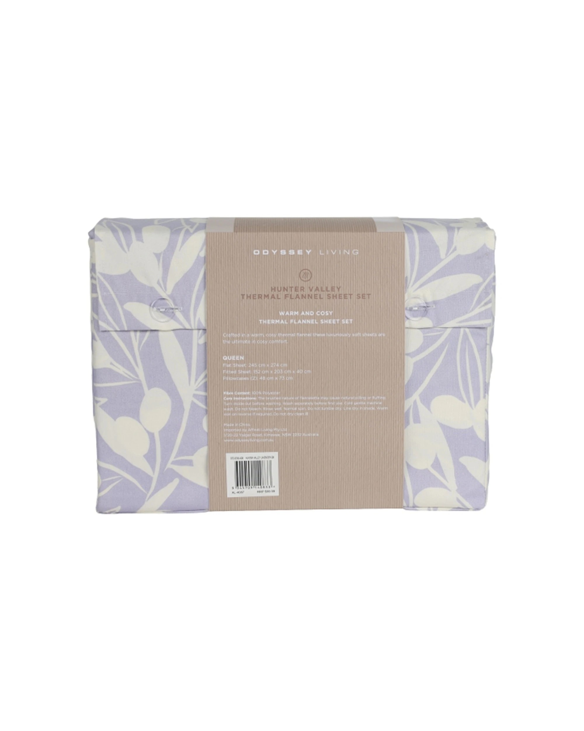 3 Odyssey Living Hunter Valley Thermal Flannel Bed Sheet Set Lavender - Queen Bed - Purple, 3 of 5