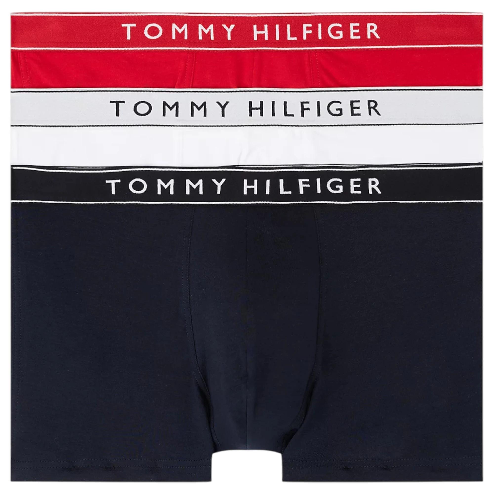 5 Tommy Hilfiger 3 Pack Mens Essential Trunks Underwear WHITE/NAVY/RED, 5 of 6
