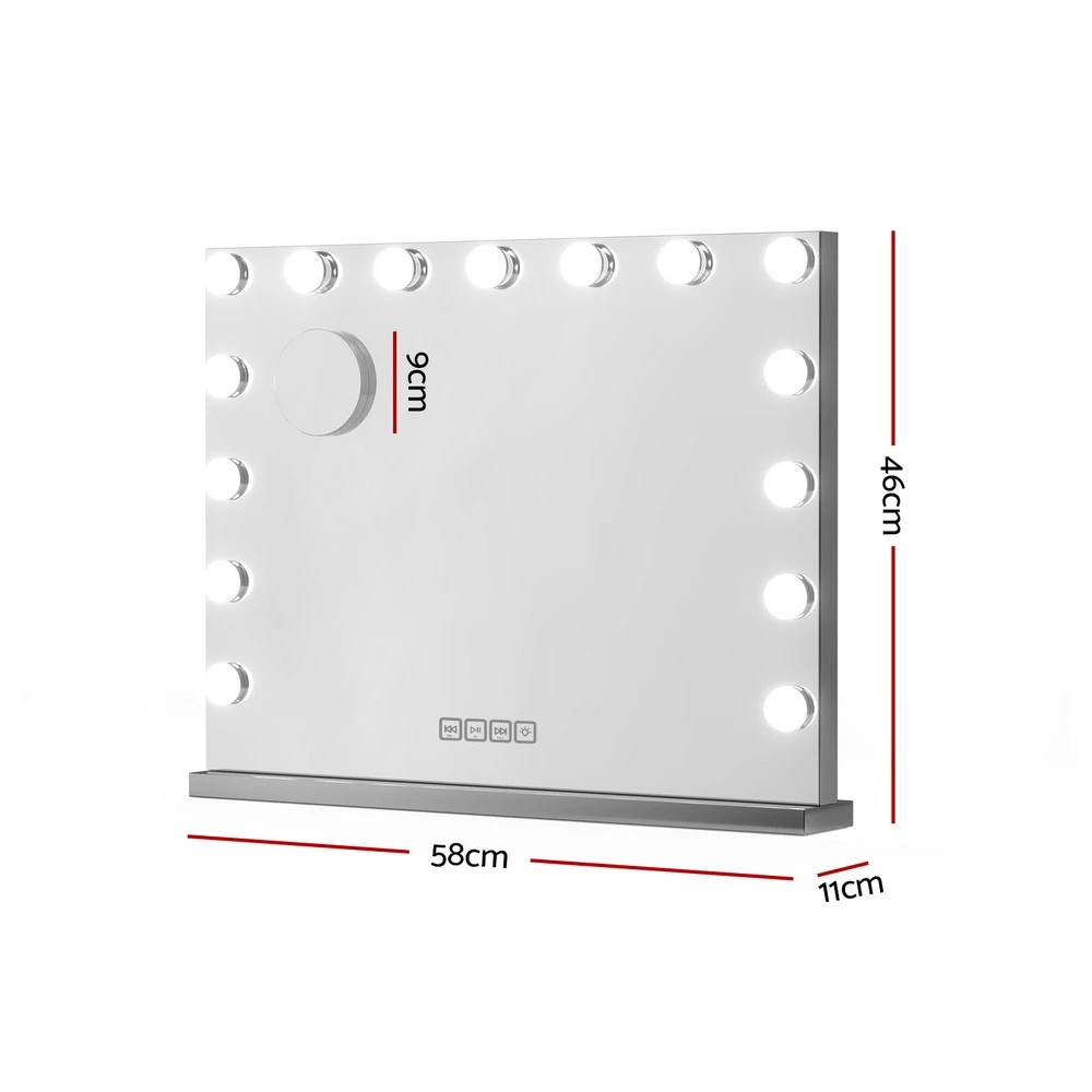 2 Embellir tooth Makeup Mirror 58x46cm Hollywood Vanity with LED Light Wall - Silver, 2 of 6