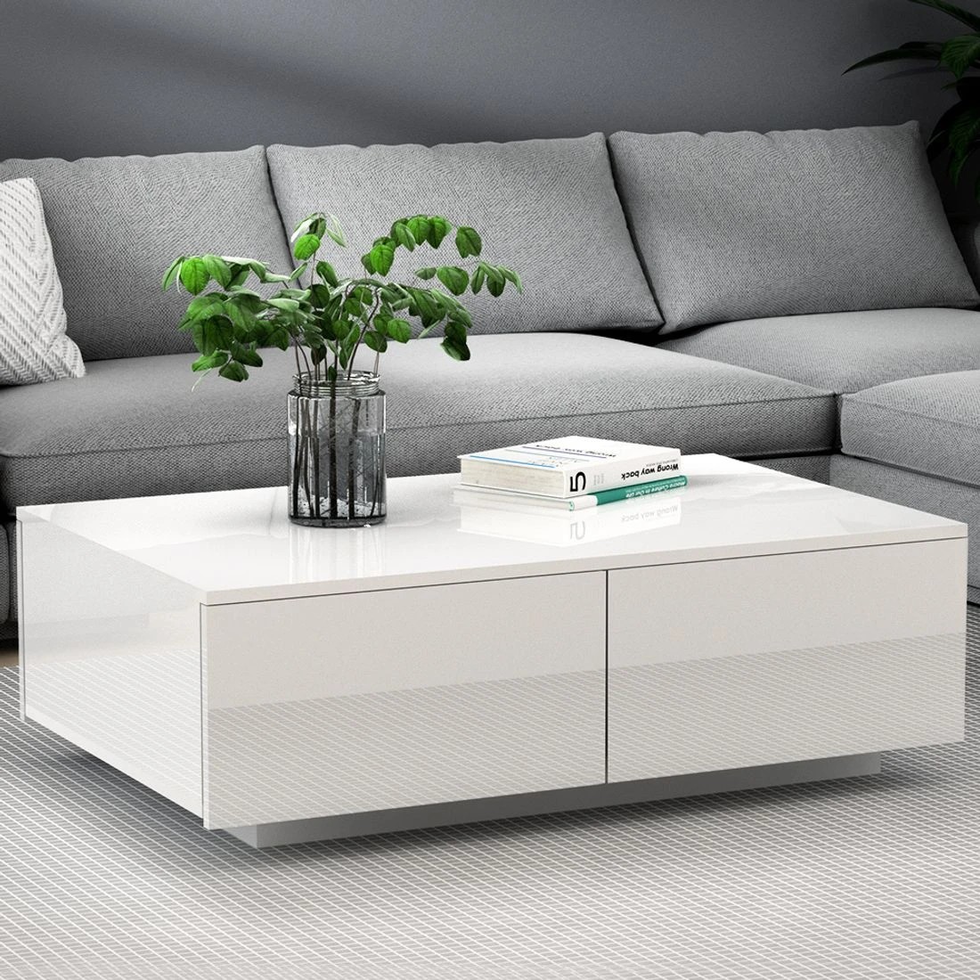 3 Artiss Coffee Table 4 Drawers  Trevi - White, 3 of 8