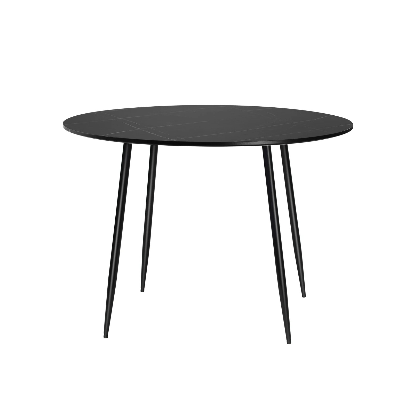 5 Oikiture 110cm Dining Table Round Wooden Table With Marble Effect Metal Legs
 - Black, 5 of 9