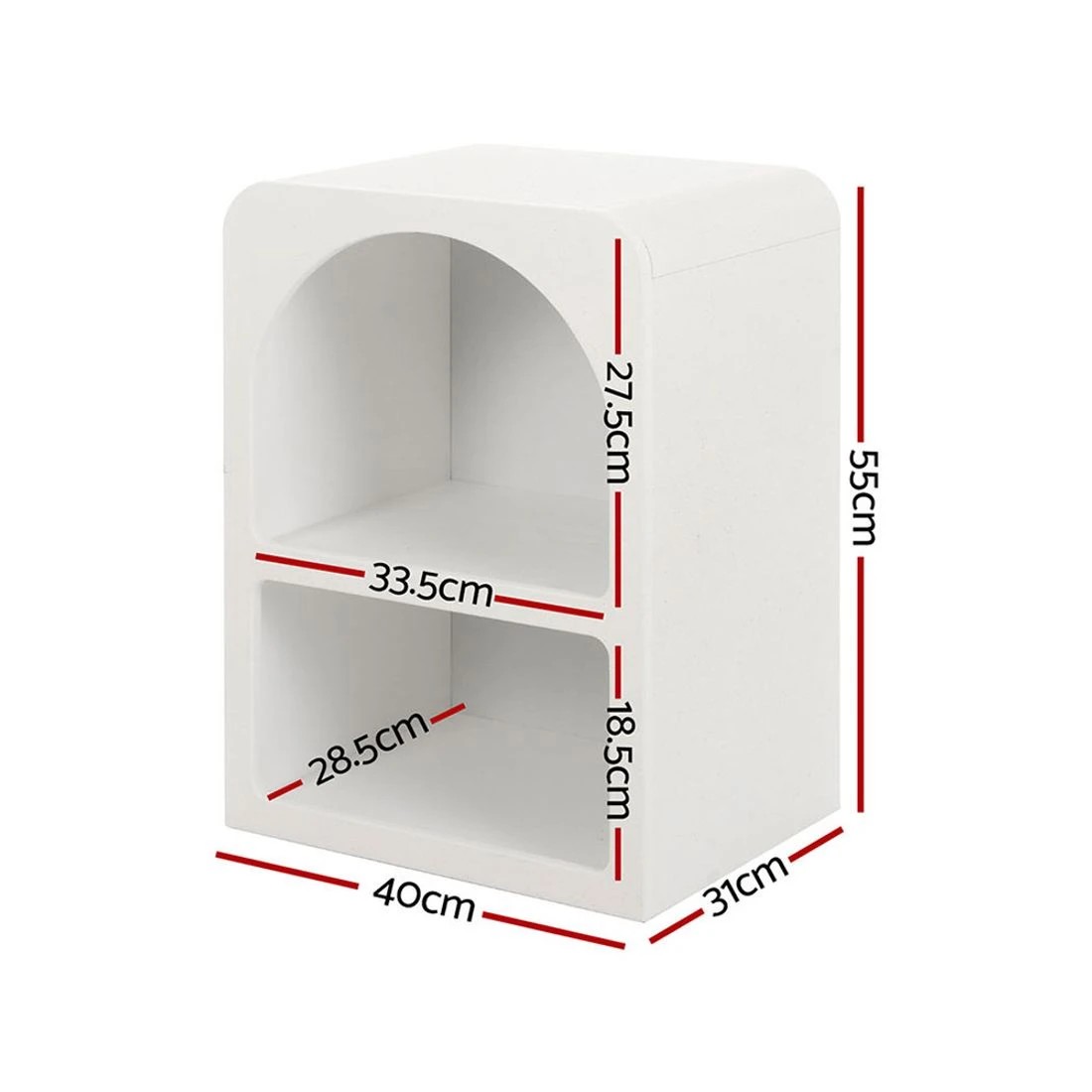 2 Artiss Bedside Table 2 Shelves - White, 2 of 5