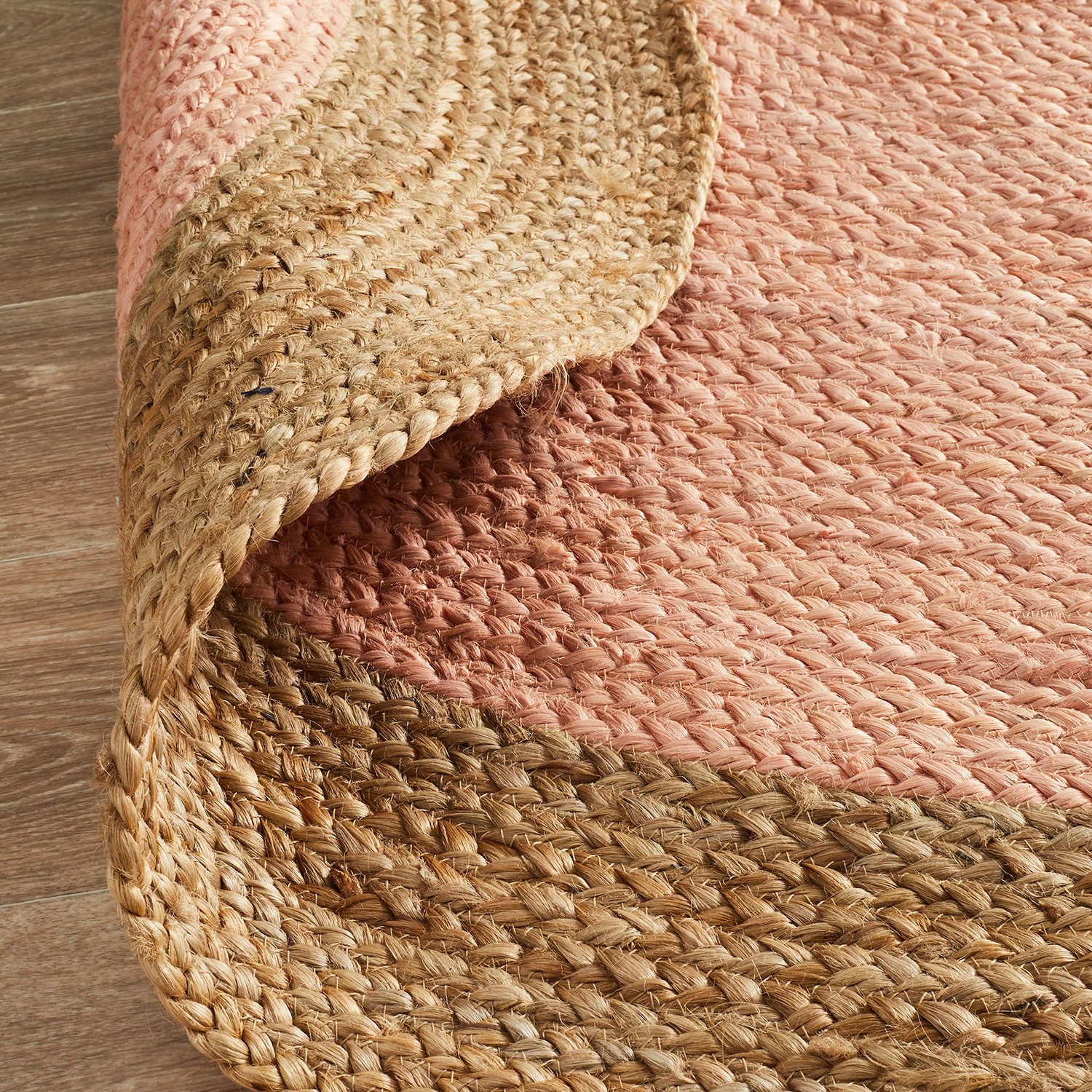 6 Common Ground Rugs Solace Polo 120x120cm Round - Small Handwoven Jute Rug - Pink, 6 of 6