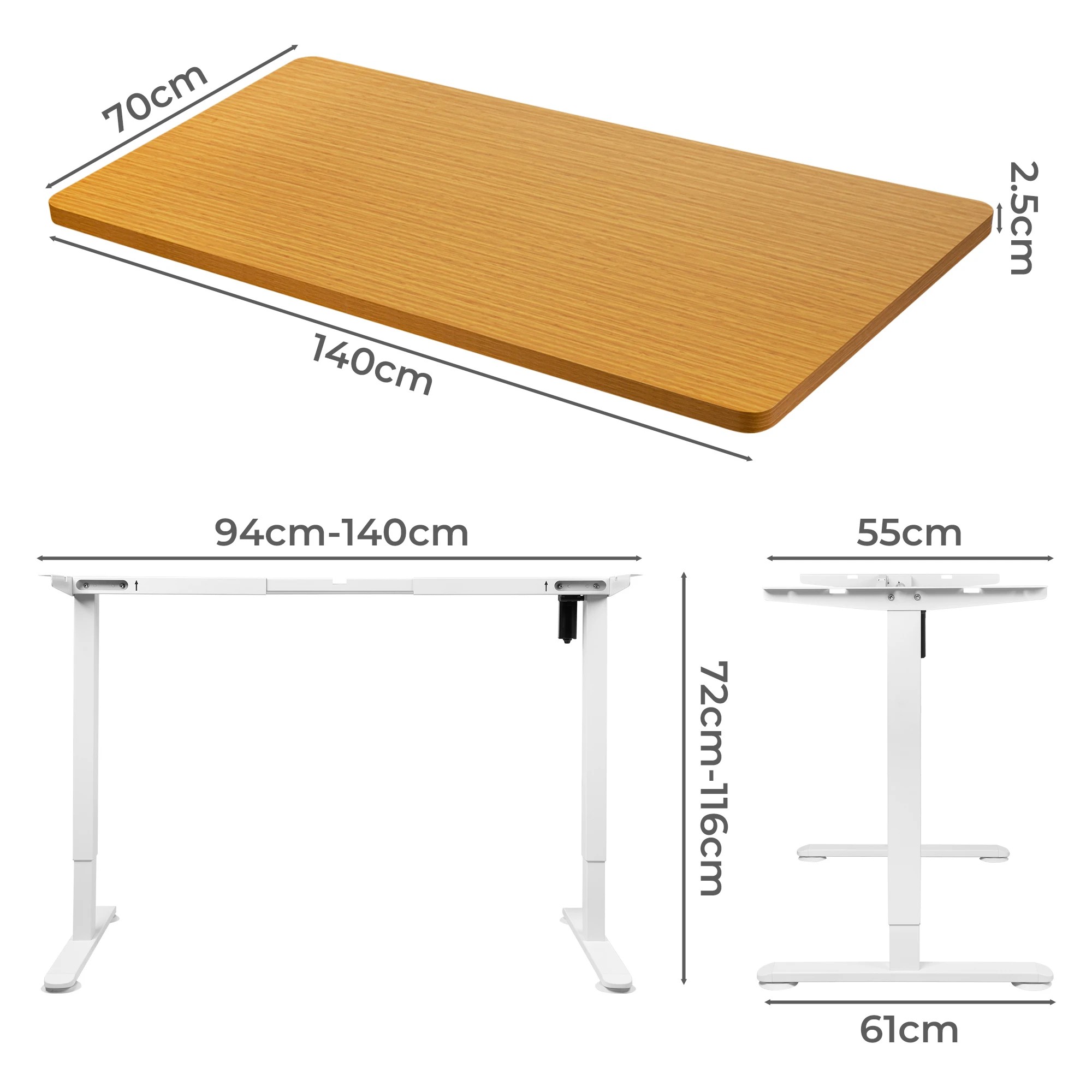 3 Levede Motorised Standing Desk Single Motor 140x70cm, 3 of 6