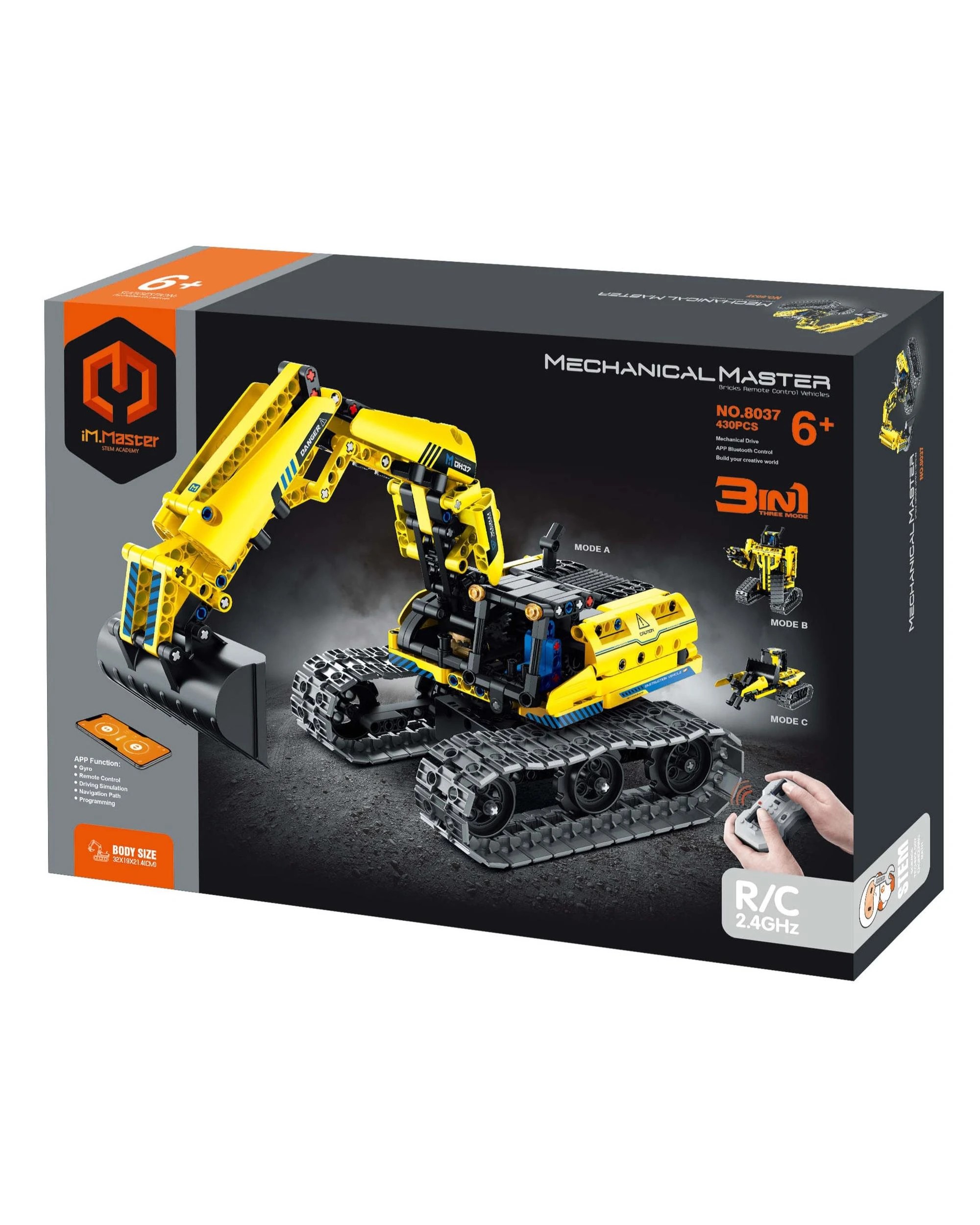 1 iM.Master Mechanical Master Remote Control Excavator and Robot 3-in-1 430 Piece Model Kit - 8037, 1 of 10
