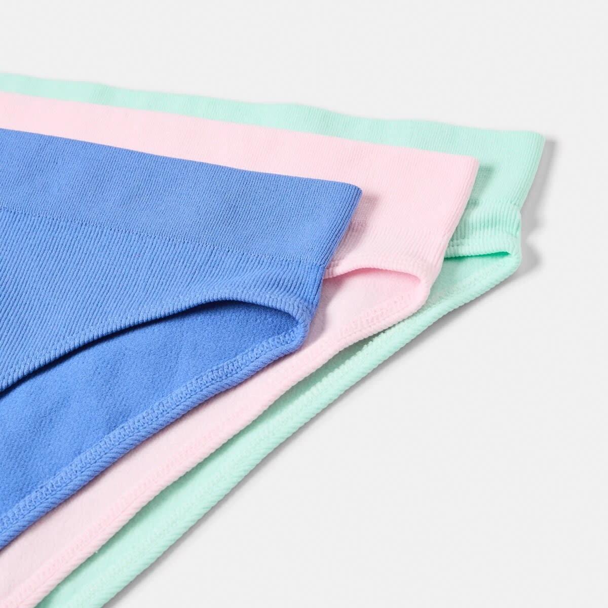 2 3 Pack Ribbed Seamfree Hi-Waist Bikini Briefs BLUE MARINE, BALLERINA, BRIGHT MINT, 2 of 8