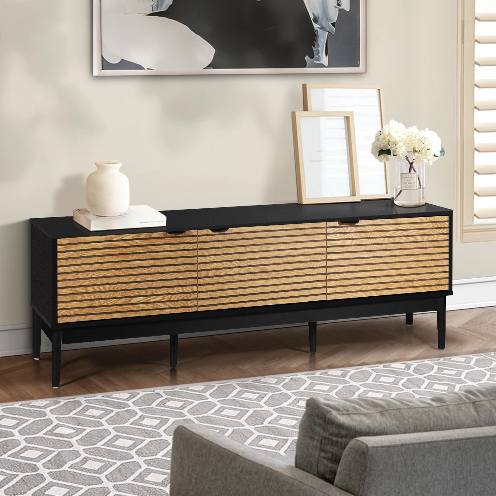 3 Oikiture Entertainment Unit Three Doors 160cm
 - Multi, 3 of 10