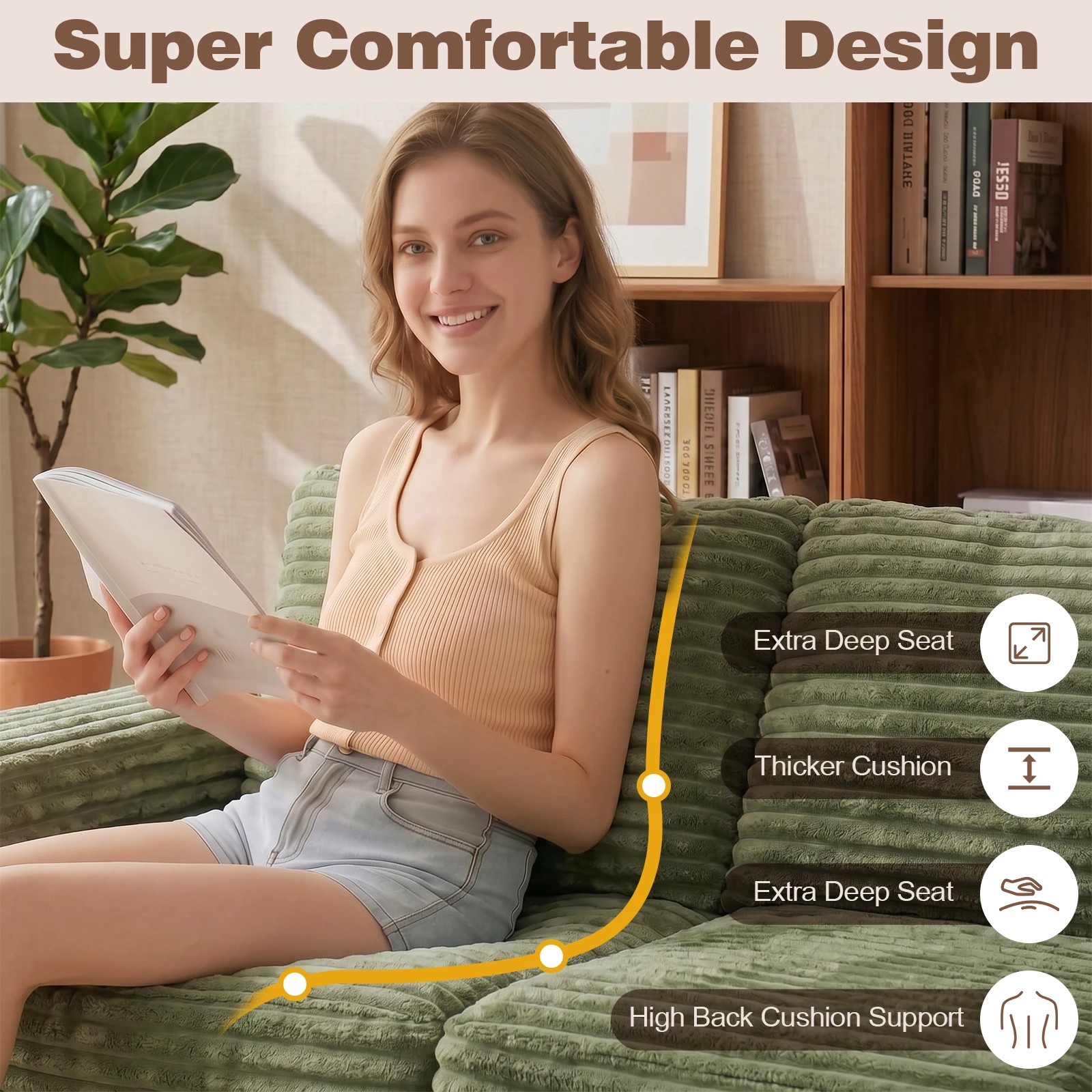 7 Advwin Loveseat Floor Sofa 162cm Wide-wale Corduroy Love Seat Couch - Green, 7 of 9