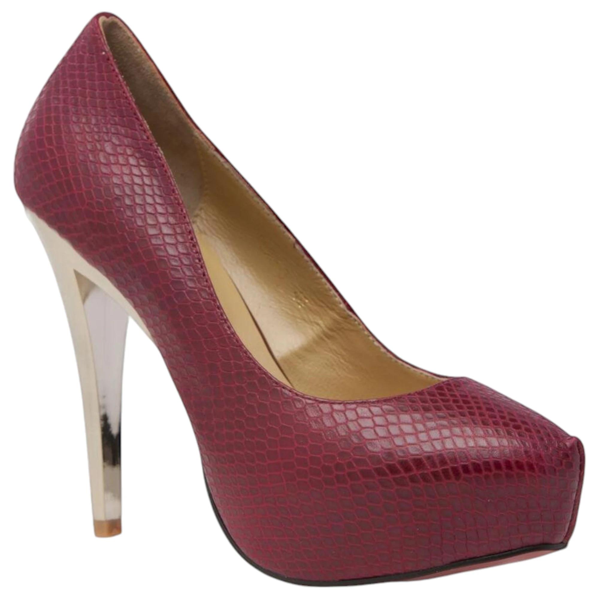 1 Zasel Jayne Womens Ladies Leather High Gold Stiletto Heels Shoes BURGUNDY, 1 of 3