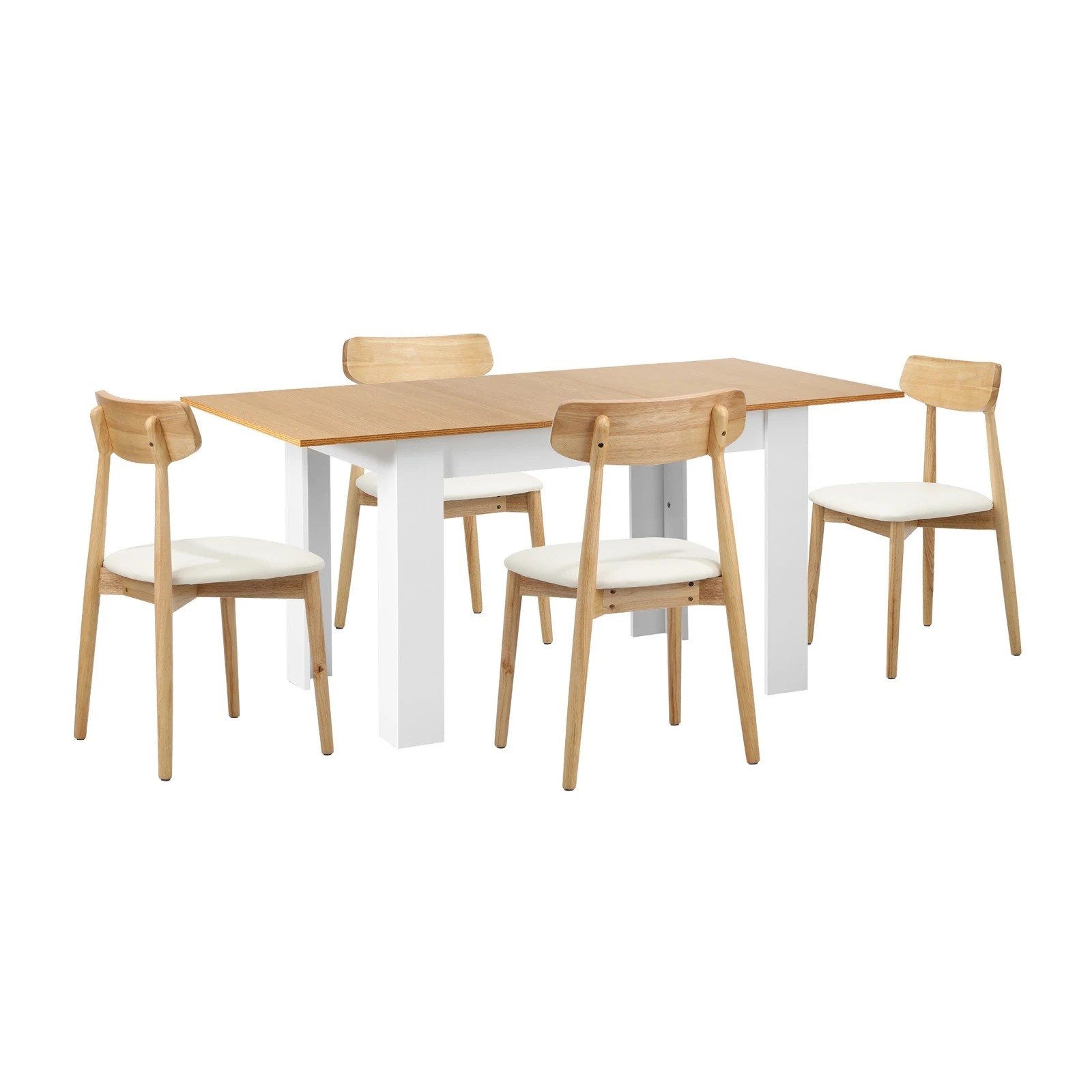 7 Oikiture 160cm Extendable Dining Table with 4x Dining Chairs PU Leather - Multi, 7 of 9