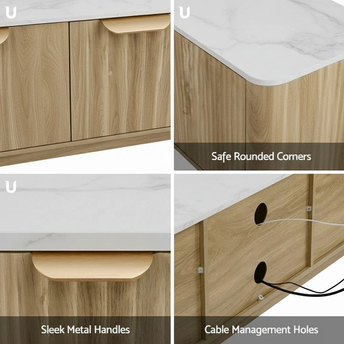 8 Artiss TV Unit Entertainment Unit Storage Drawer Shelf 150cm - Natural, 8 of 10