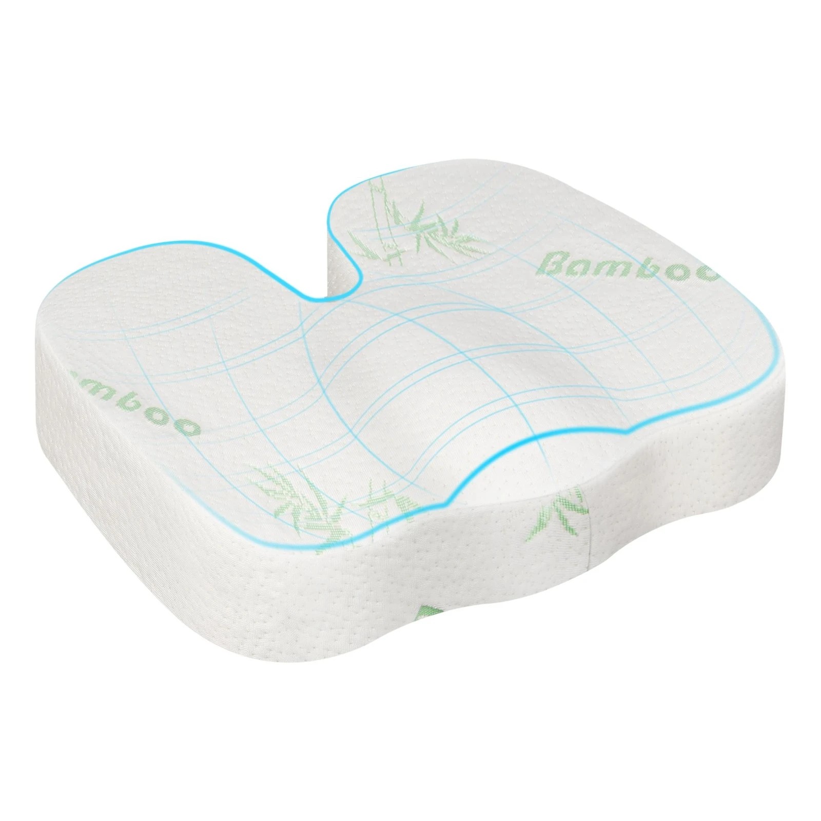 1 Starry Eucalypt Seat Posture Cushion Memory Foam Pillow Pain Relief Bamboo - White, 1 of 3