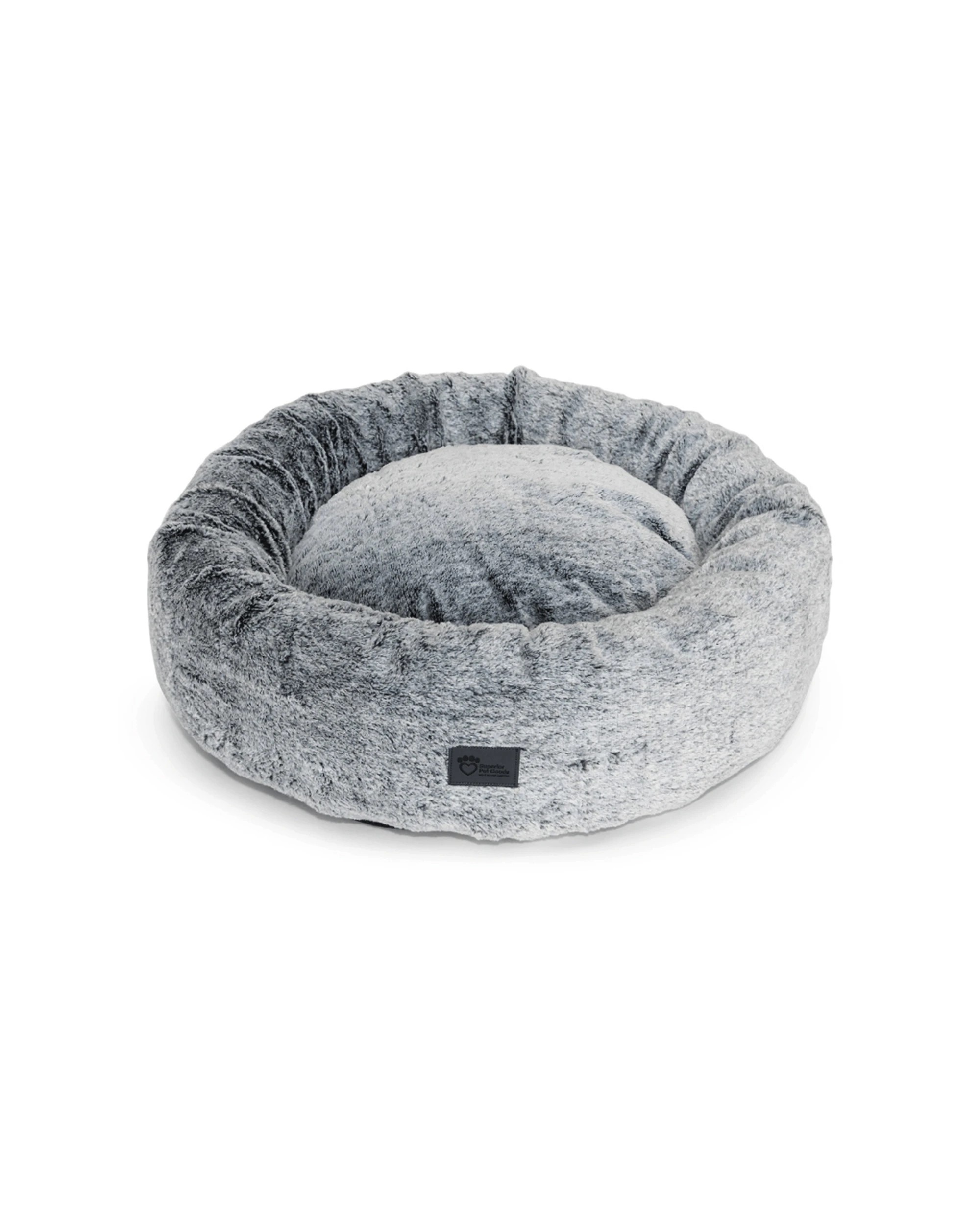 1 SUPERIOR PET GOODS Harley Artic Faux Fur Large Pet Bed Machine Washable 80Cm - Grey, 1 of 6