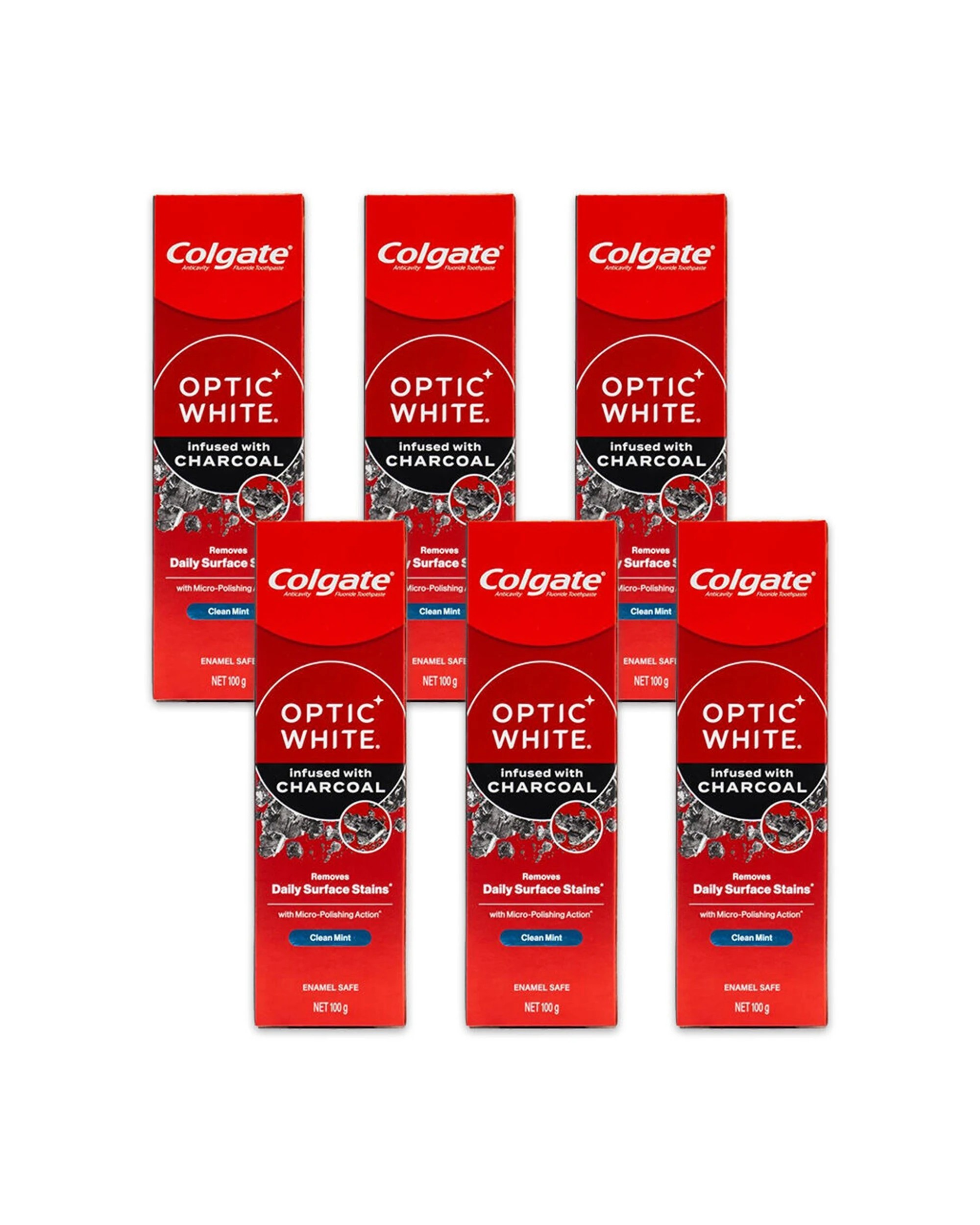 1 Colgate 6PK Toothpaste Optic Infused Charcoal Clean 100g - Multi, 1 of 5