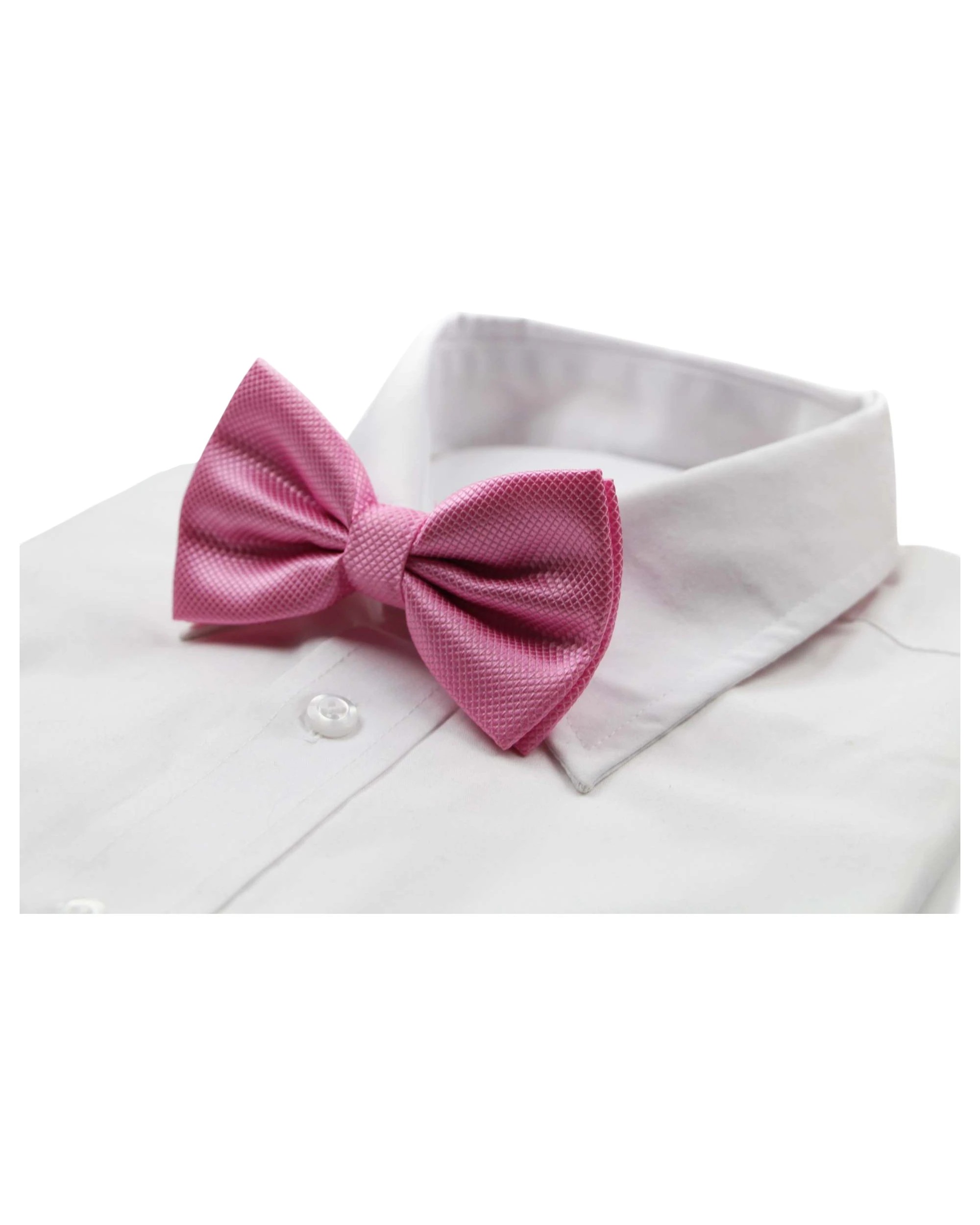 1 Zasel Mens Baby Pink Plain Coloured Checkered Bow Tie, 1 of 3