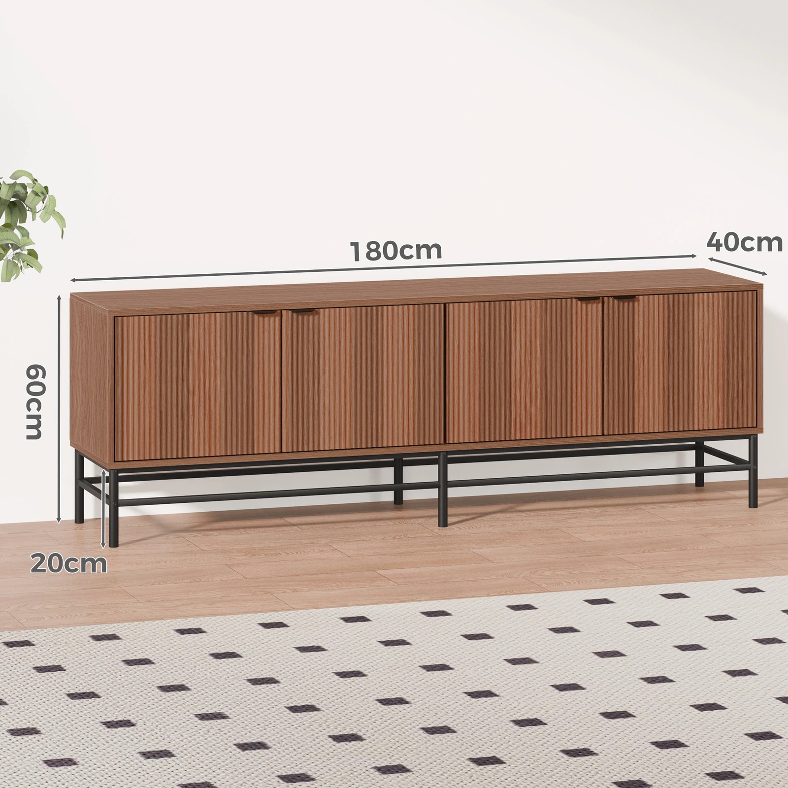 3 Alfordson Entertainment Unit TV Cabinet Stand 180cm Storage 4 Tiers Shelf - Walnut, 3 of 4