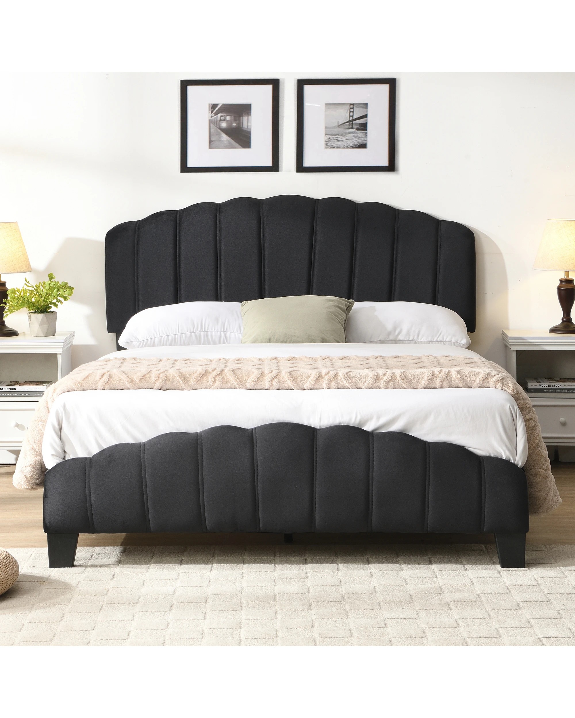 2 IHOMDEC BEF04 Queen Size Bed Frame - Black - Black, 2 of 10