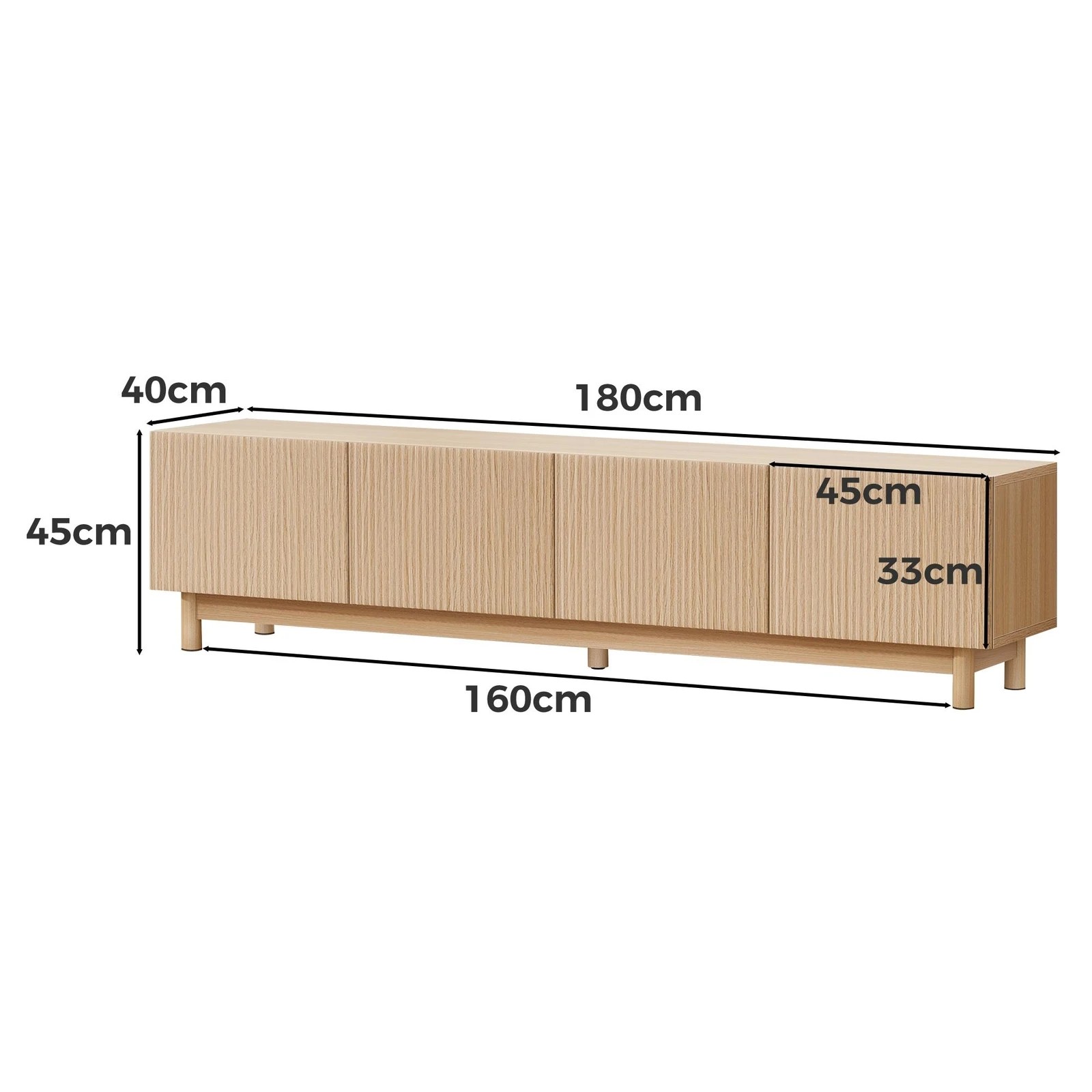 9 Alfordson Entertainment Unit TV Cabinet Stand 180cm Storage Shelves - Wood, 9 of 10