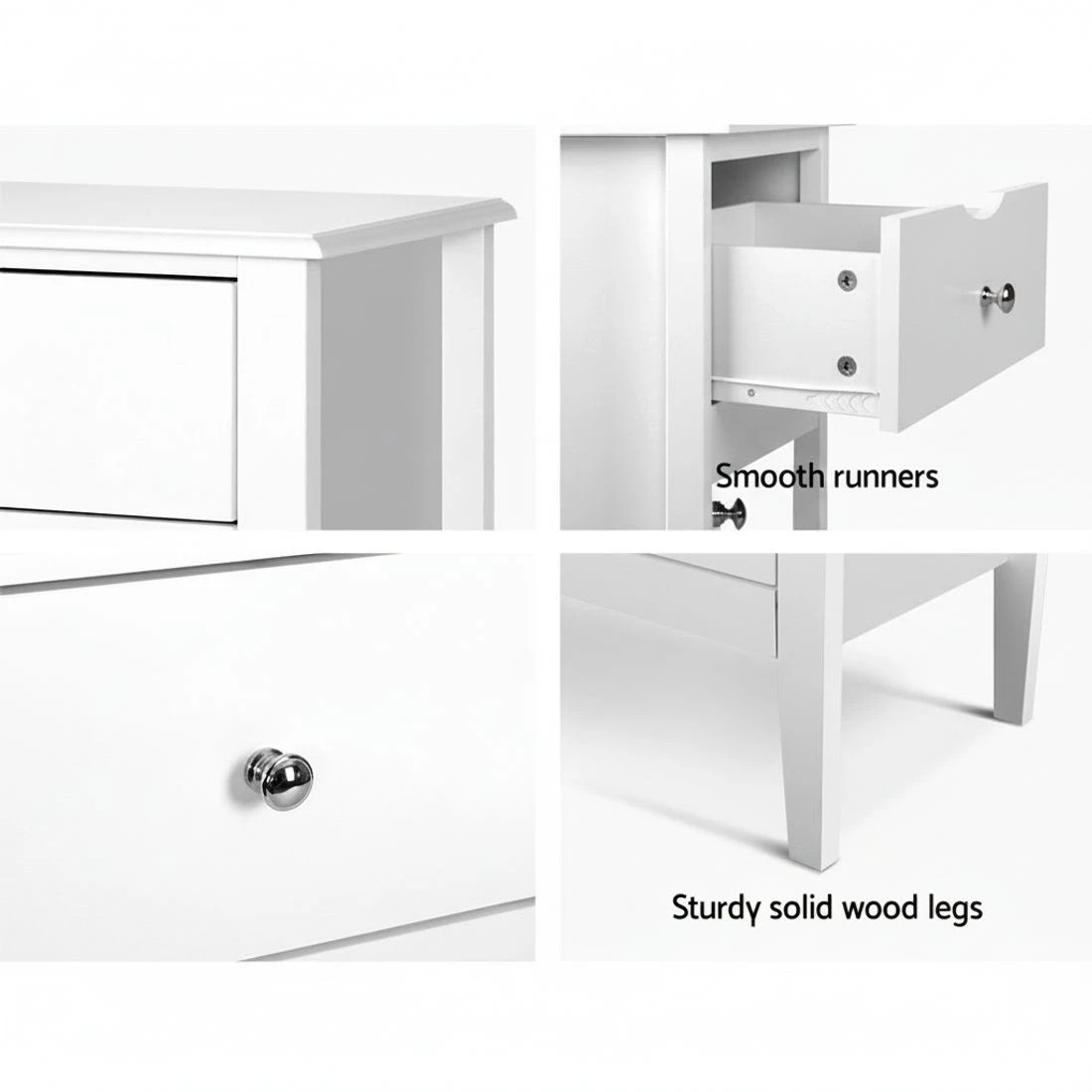 5 Artiss 3 Chest of Drawers  - BRITTANY - White, 5 of 5