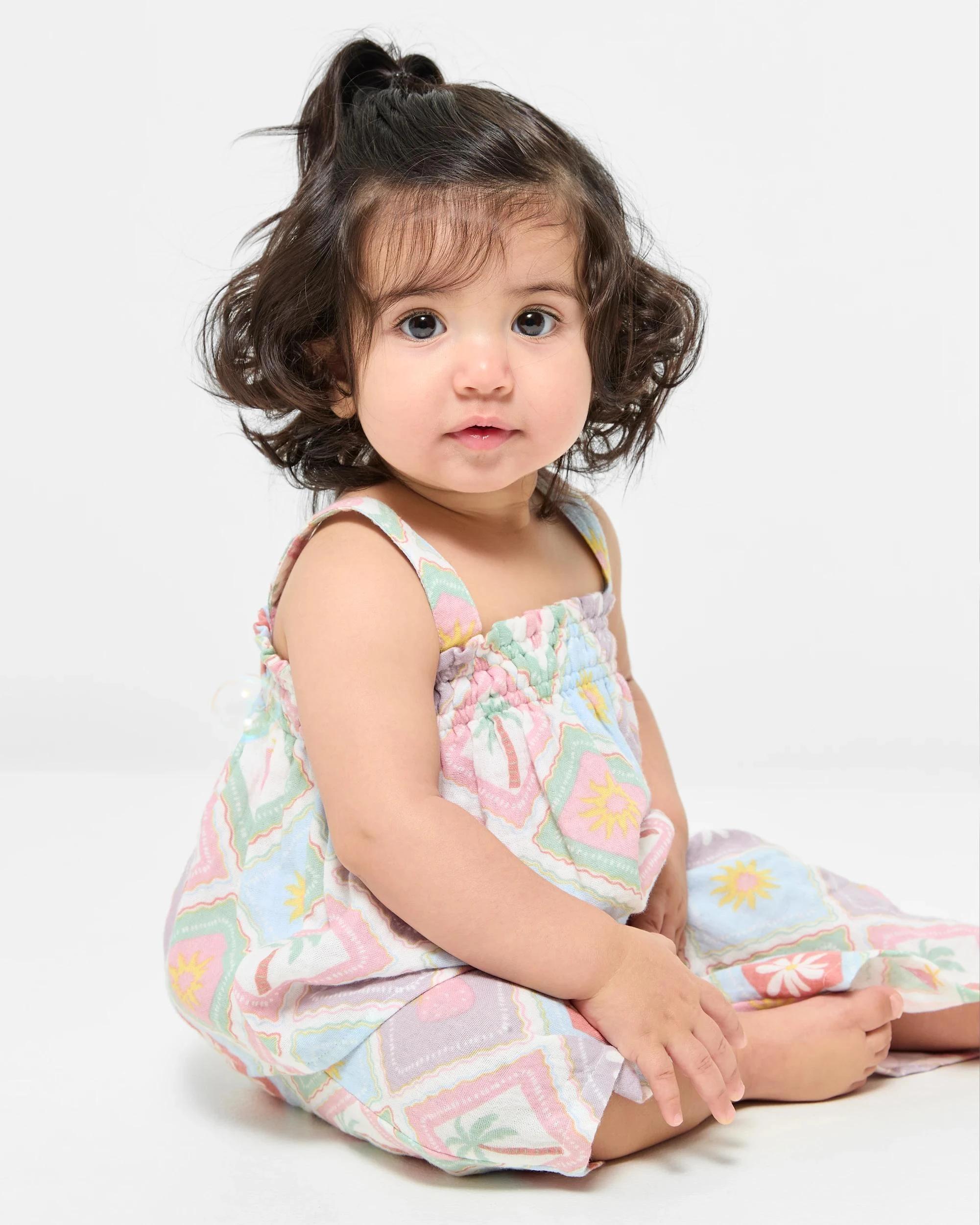 1 Target Baby Girls Cami & Wide Leg Pants 2 Piece Set MULTI/CREAM, 1 of 4