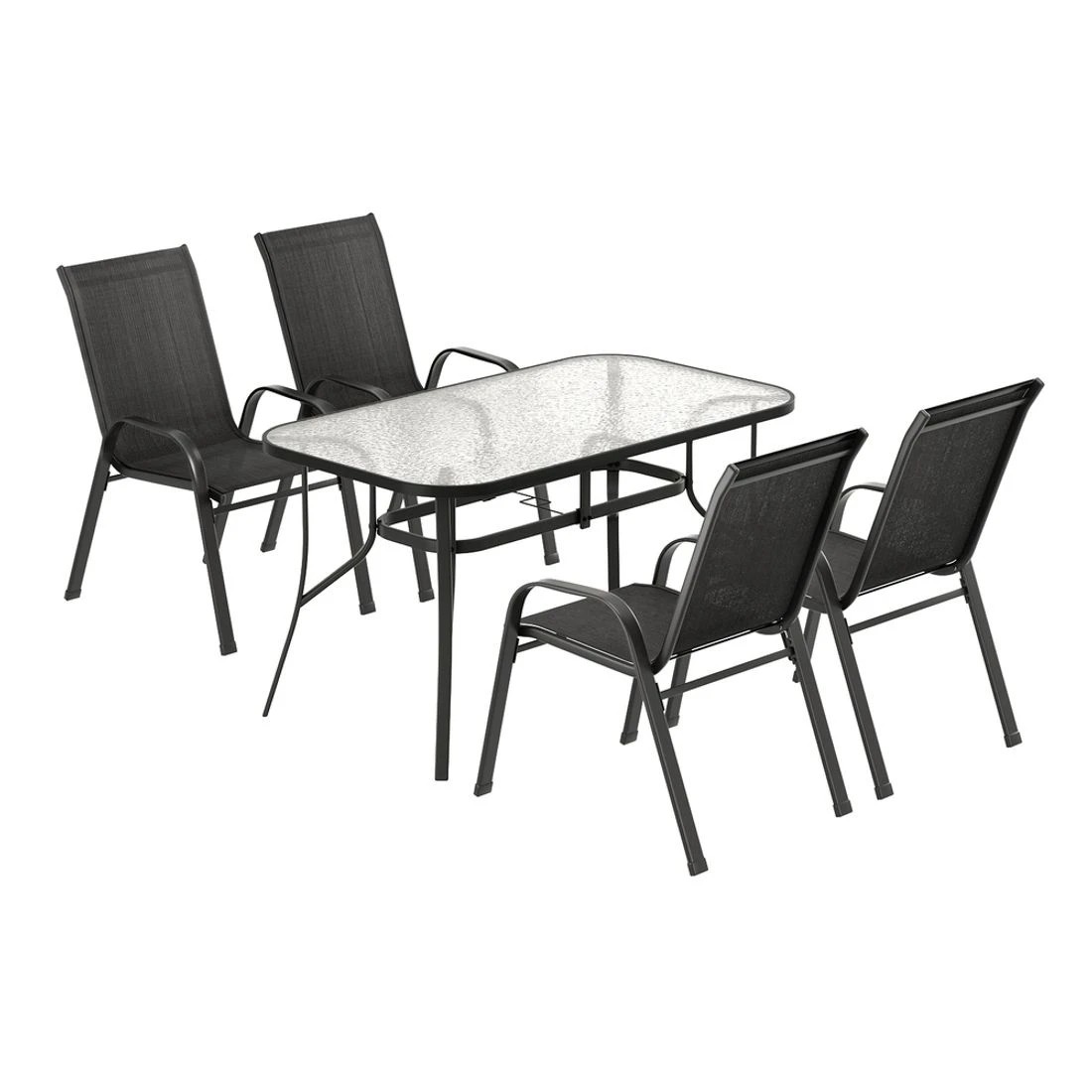4 Gardeon 5PC Outdoor Dining Set Table and Chairs - Black, 4 of 8
