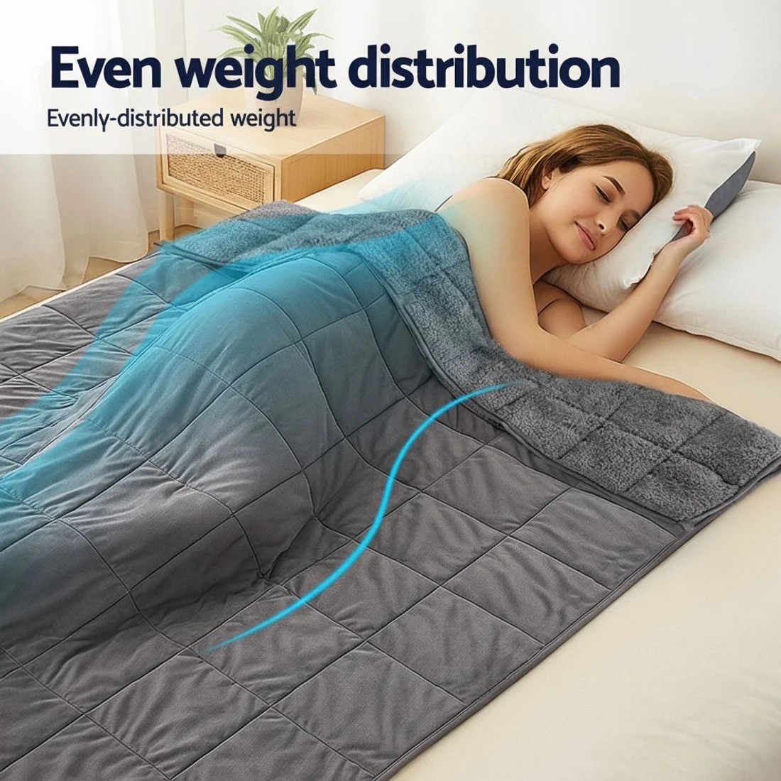 8 Giselle 6.8KG Weighted Blanket Adults Kid Anti Anxiety Gravity Blankets Sherpa - Grey, 8 of 9